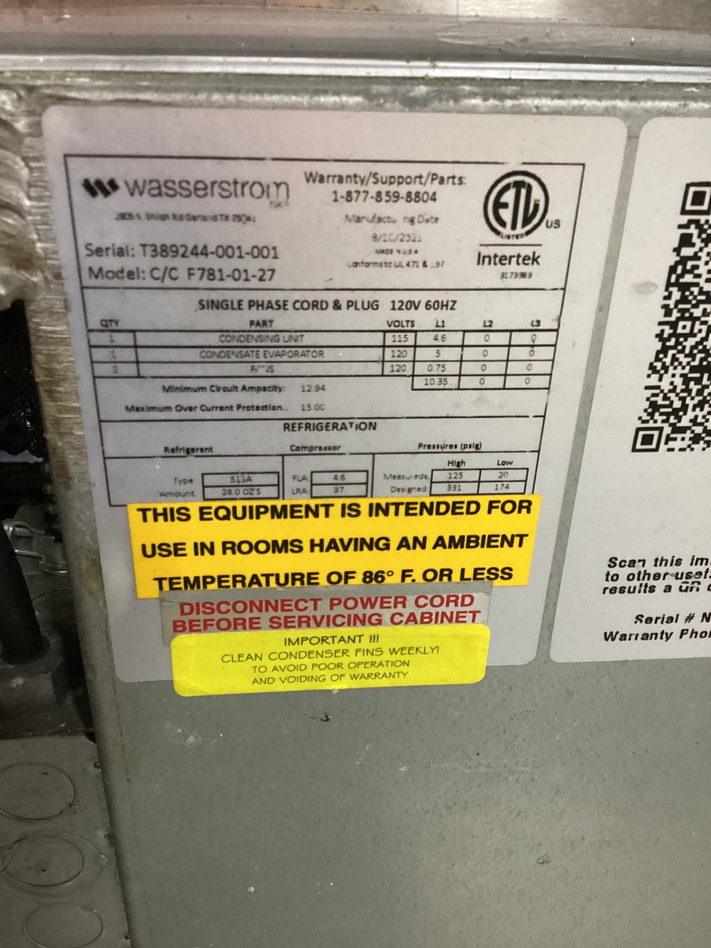 Wasserstrom C/C F781-01-27 Refrigerated Pizza Prep Table