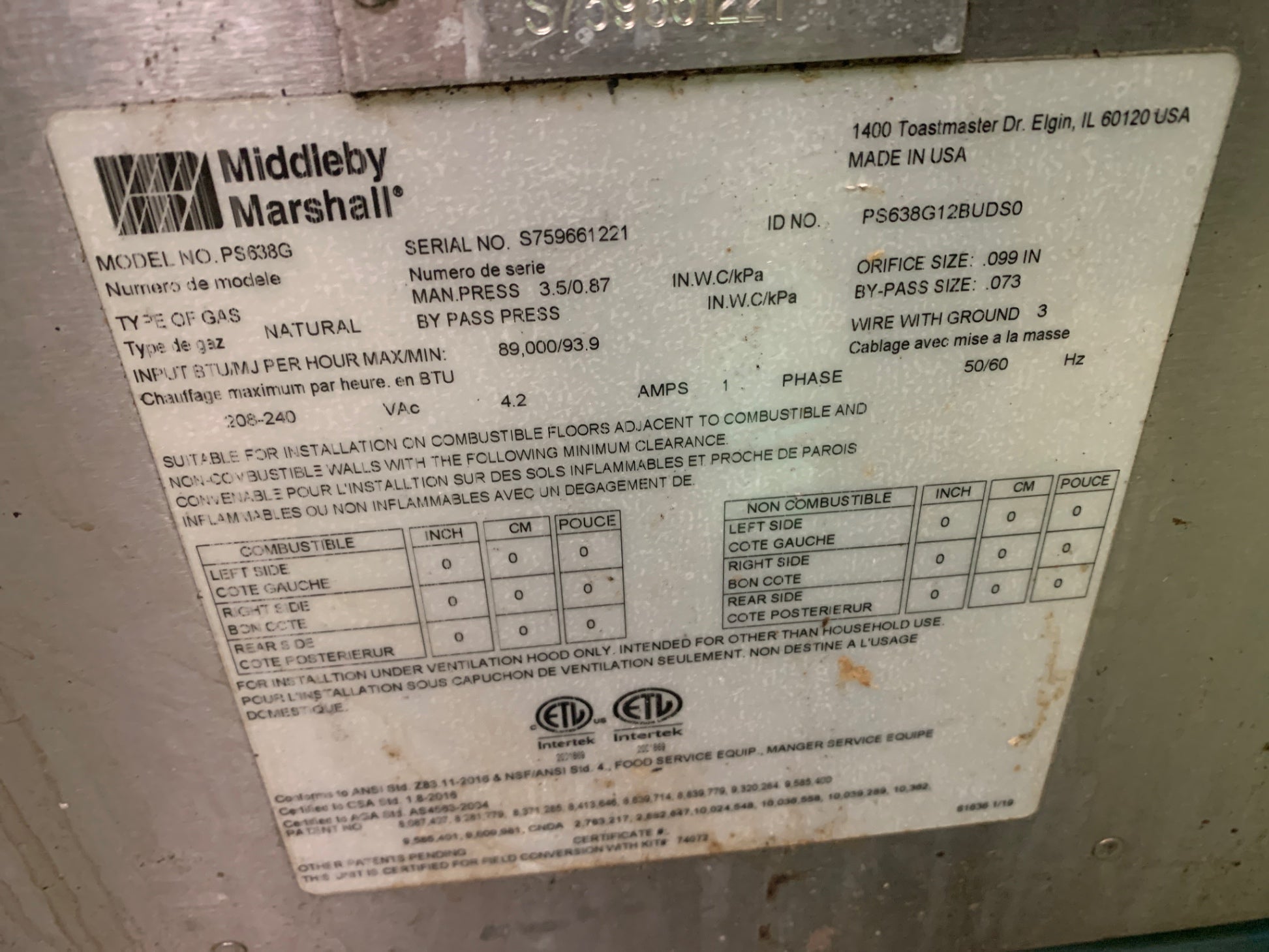 Middleby Marshall PS638G Conveyor Oven Base