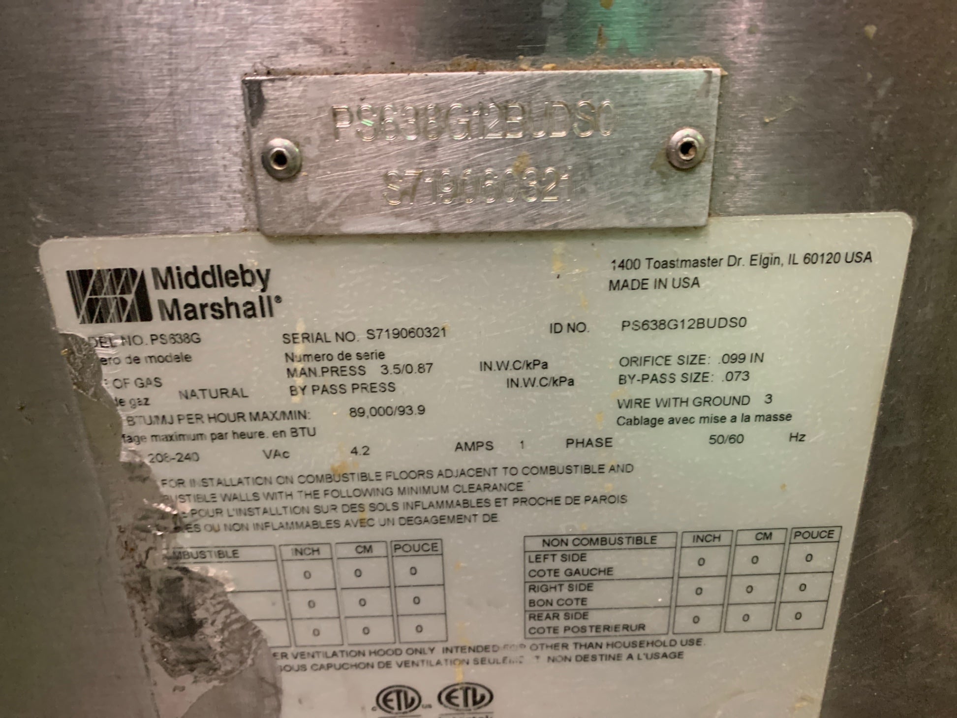 Misdleby Marshall PS638G Conveyor Oven Base