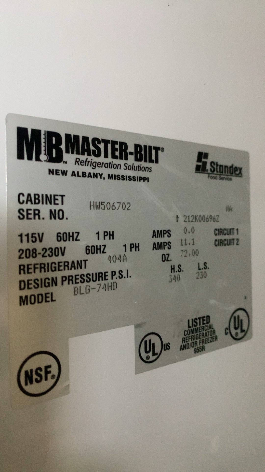 MASTER-BILT BLG-74HM Refrigerator, 3-Door Glass Display Merchandiser