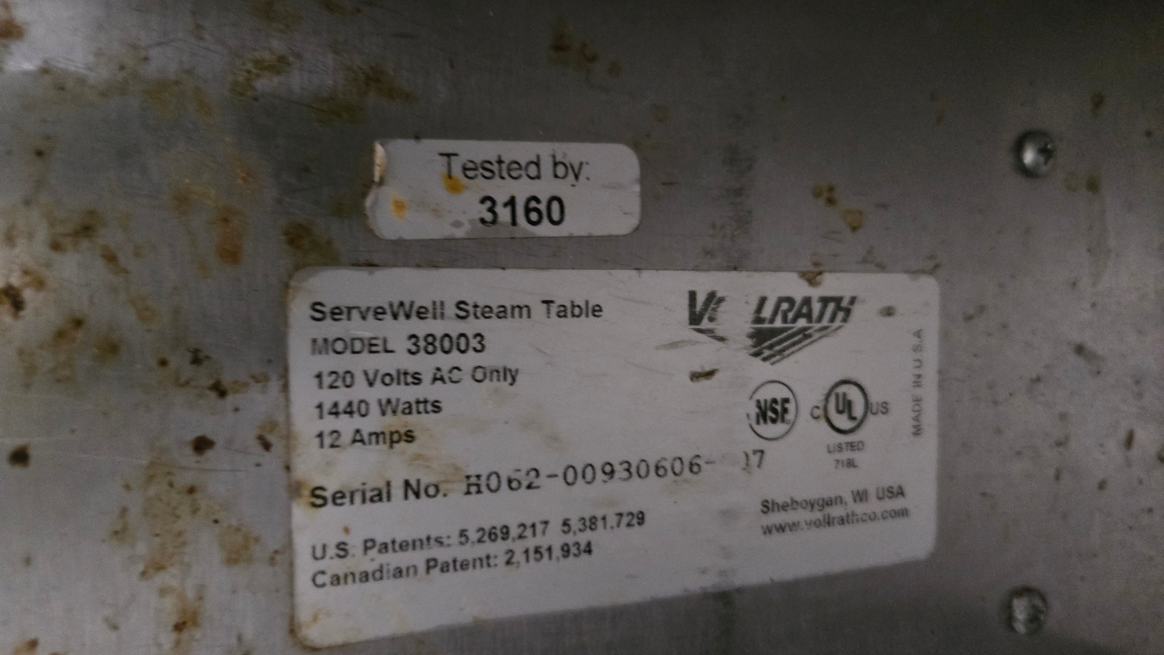 Vollrath 38003 Steam Table, 3-Well Electric On Stand, Lower Shelf