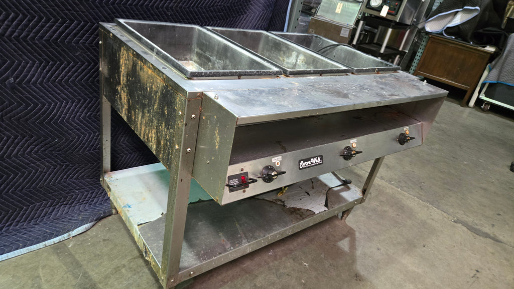 Vollrath 38003 Steam Table, 3-Well Electric On Stand, Lower Shelf