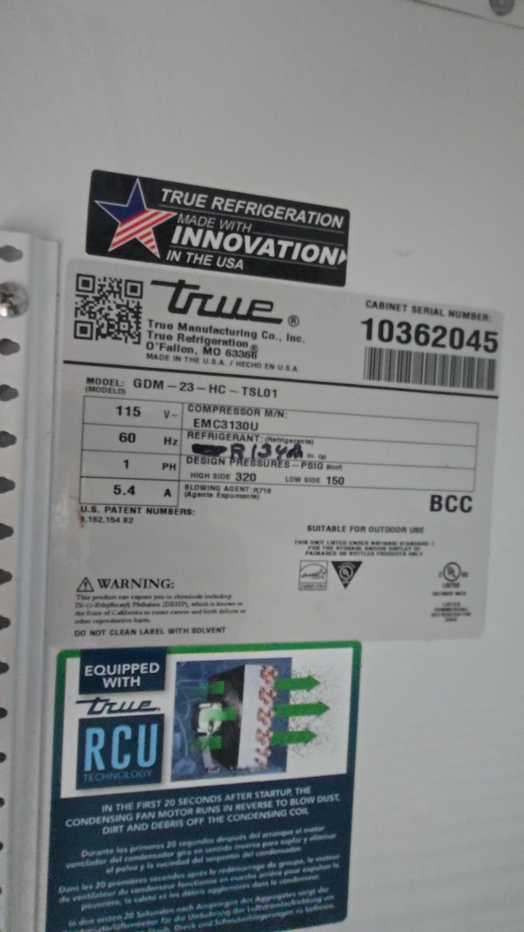 True GDM-23-HC TSL01 Refrigerator, Upright Glass Door Merchandiser Bottom Mount Compressor Single Door 3 Wire Shelves RCU Technology