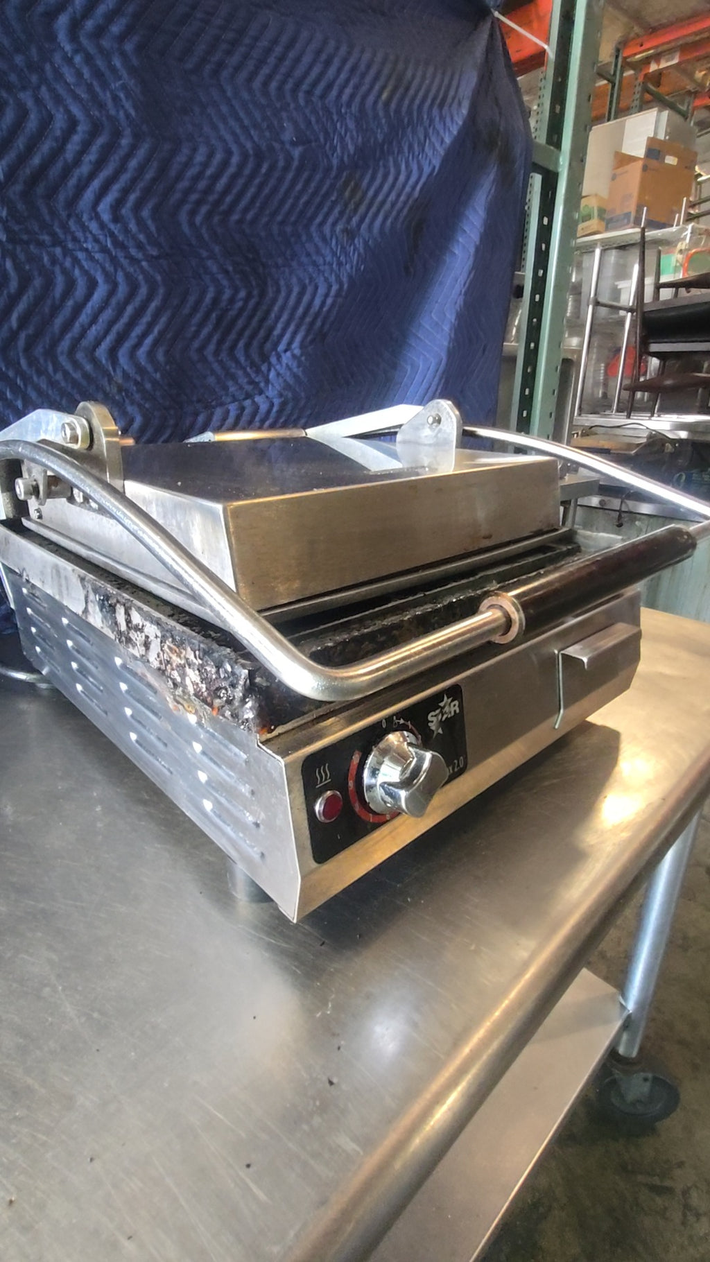 STAR 9D-PST14-120V Panini Press, Commercial Countertop Grooved Top Plate Flat Bottom Plate 120V Electric
