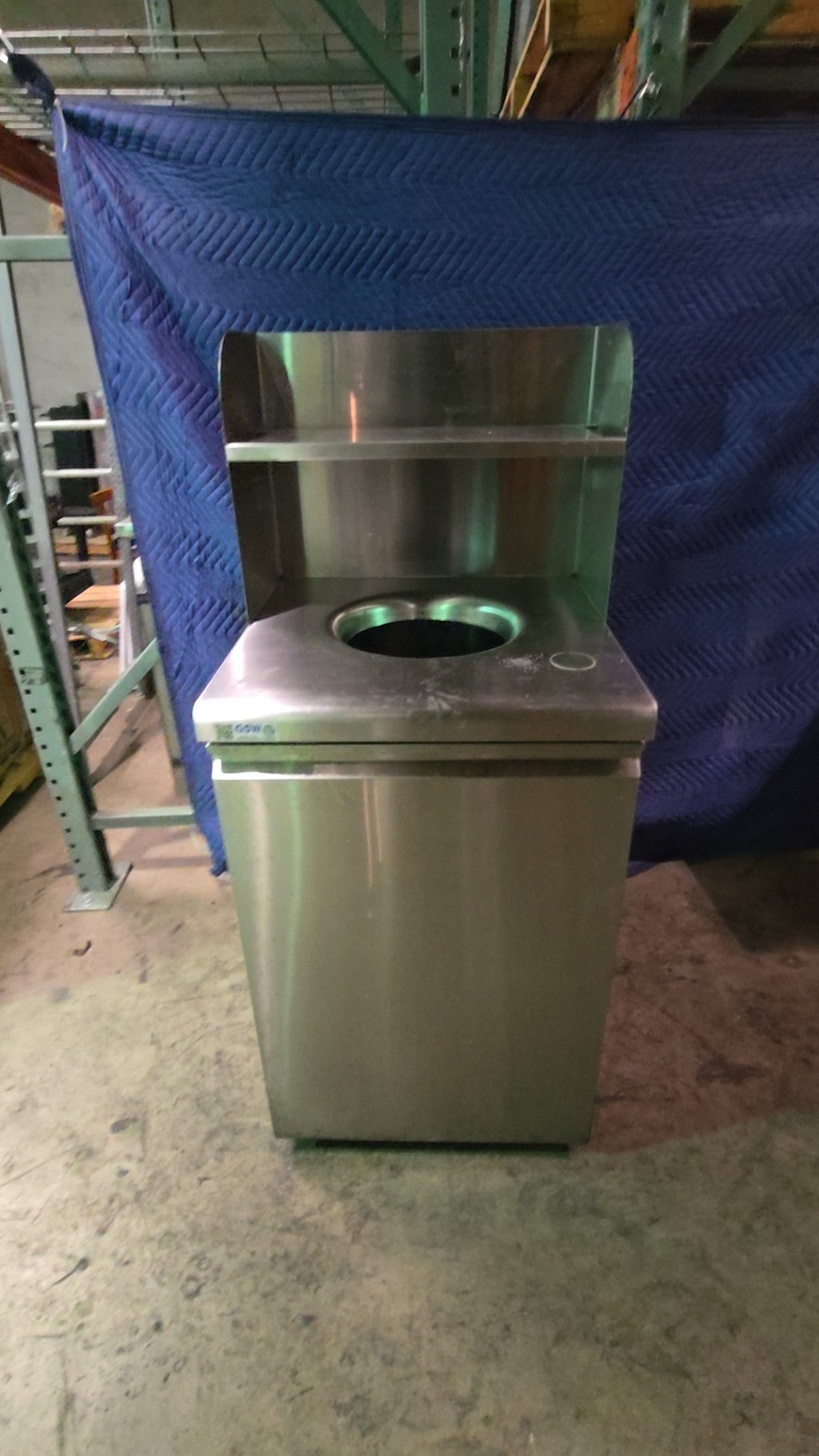 GSW Commercial Waste Unit With Shelf Waste Receptacle, Commercial Stainless Steel Construction Circular Waste Opening Overhead Shelf