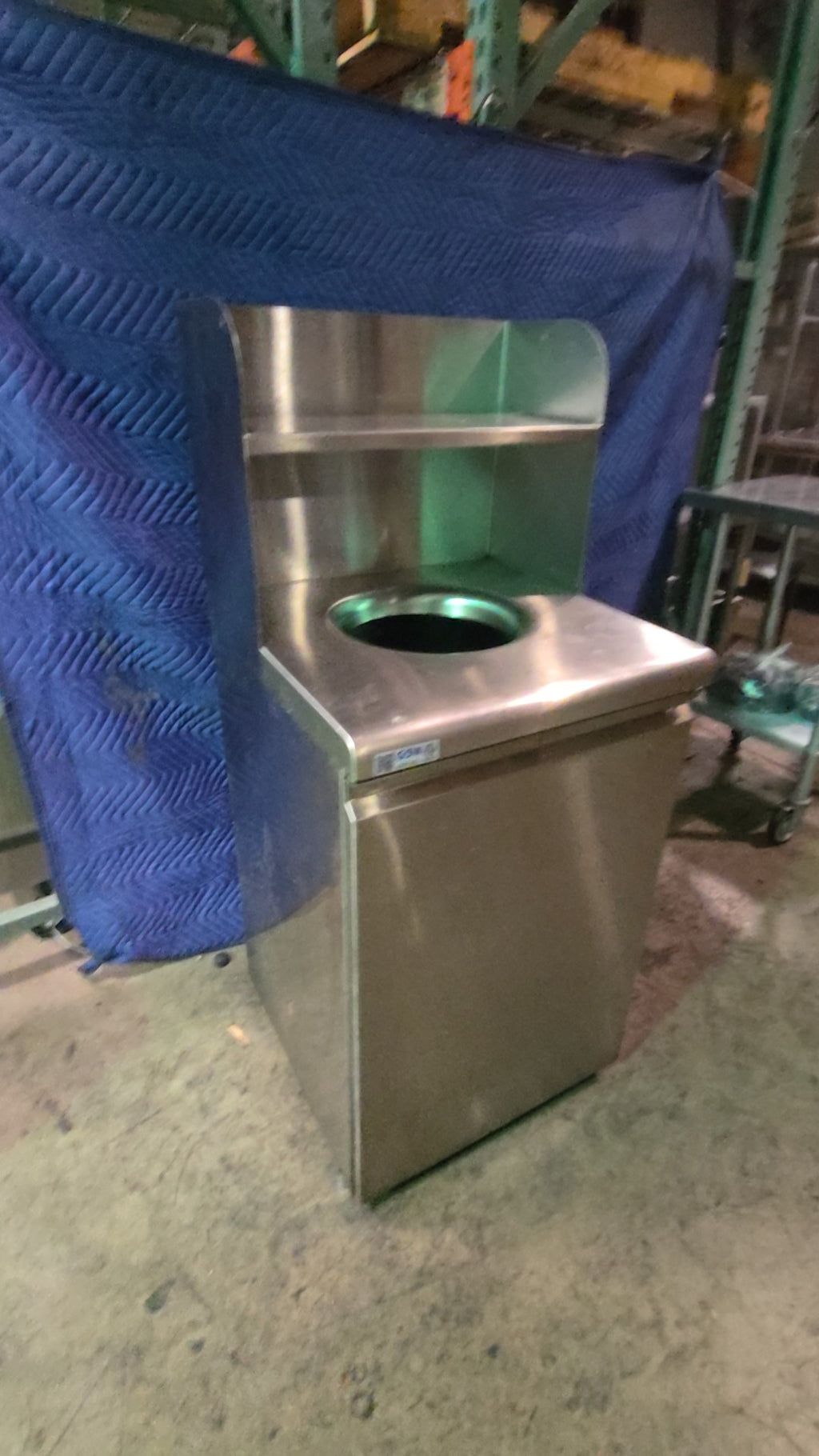 GSW Commercial Waste Unit With Shelf Waste Receptacle, Commercial Stainless Steel Construction Circular Waste Opening Overhead Shelf