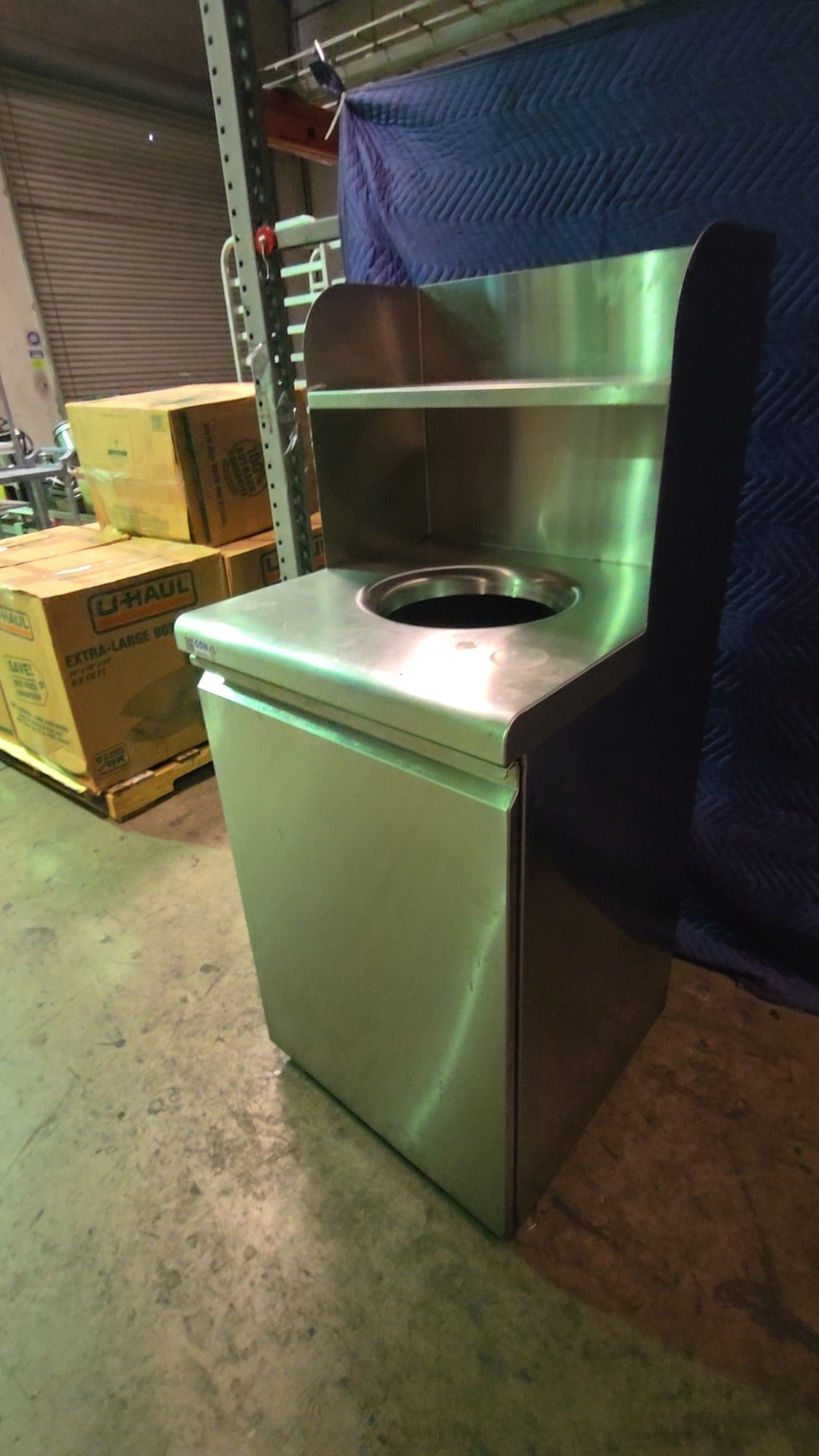 GSW Commercial Waste Unit With Shelf Waste Receptacle, Commercial Stainless Steel Construction Circular Waste Opening Overhead Shelf