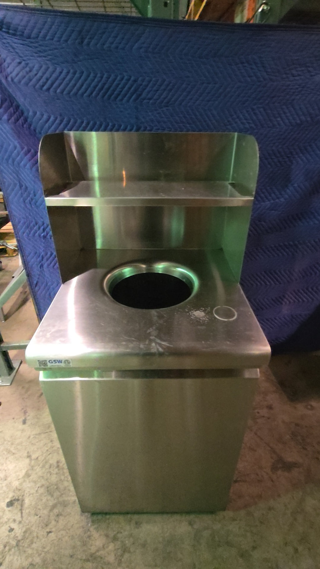 GSW Commercial Waste Unit With Shelf Waste Receptacle, Commercial Stainless Steel Construction Circular Waste Opening Overhead Shelf
