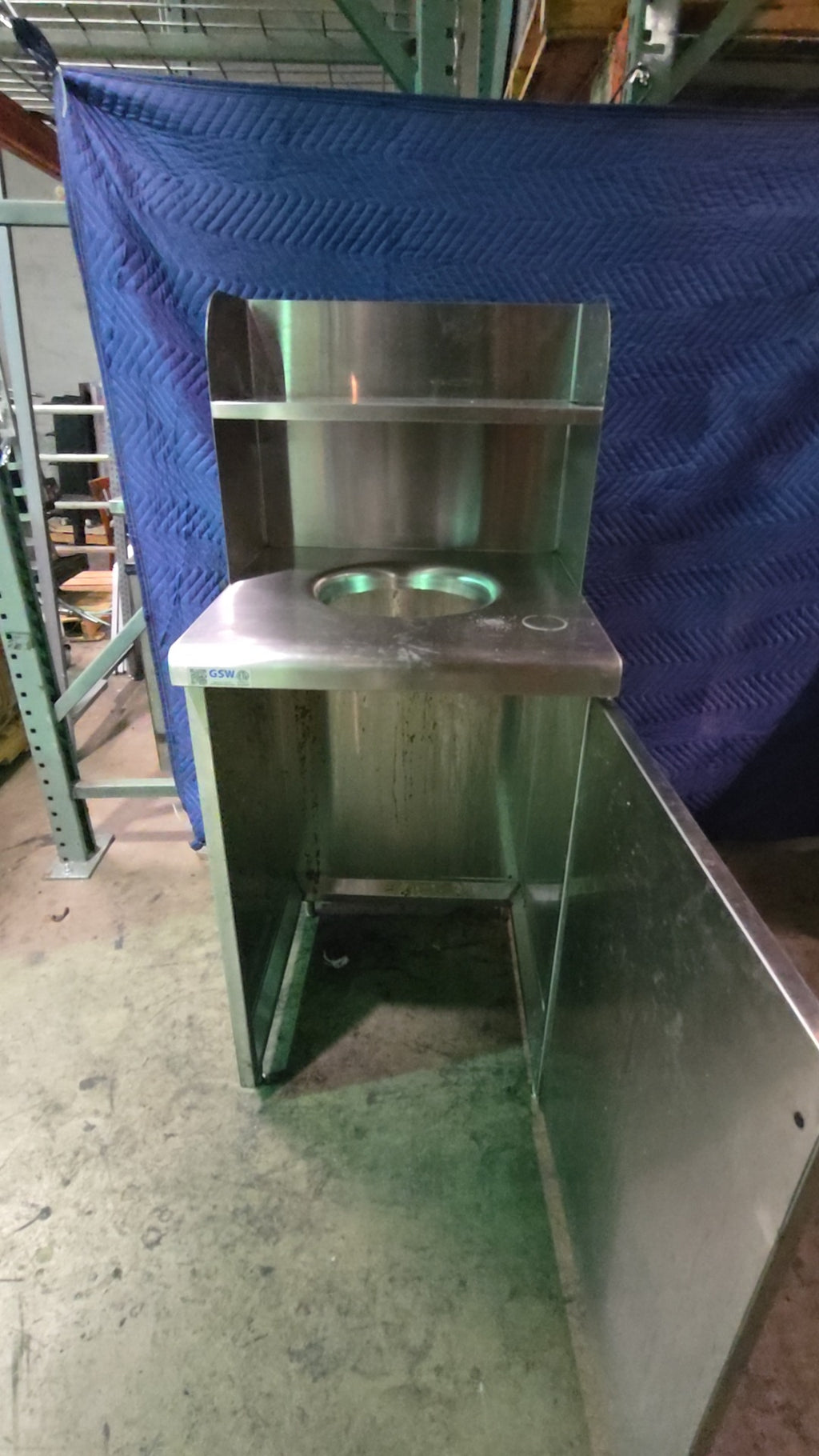 GSW Commercial Waste Unit With Shelf Waste Receptacle, Commercial Stainless Steel Construction Circular Waste Opening Overhead Shelf