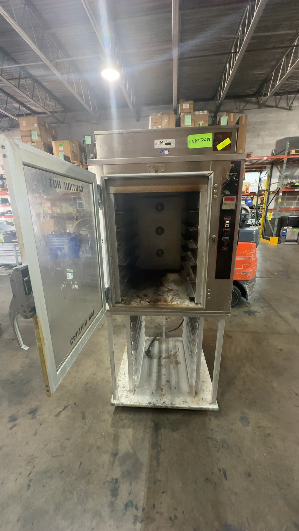DeLUXE HSM-6 Holding Cabinet, Upright Heated Single Glass Door On Wheeled Stand