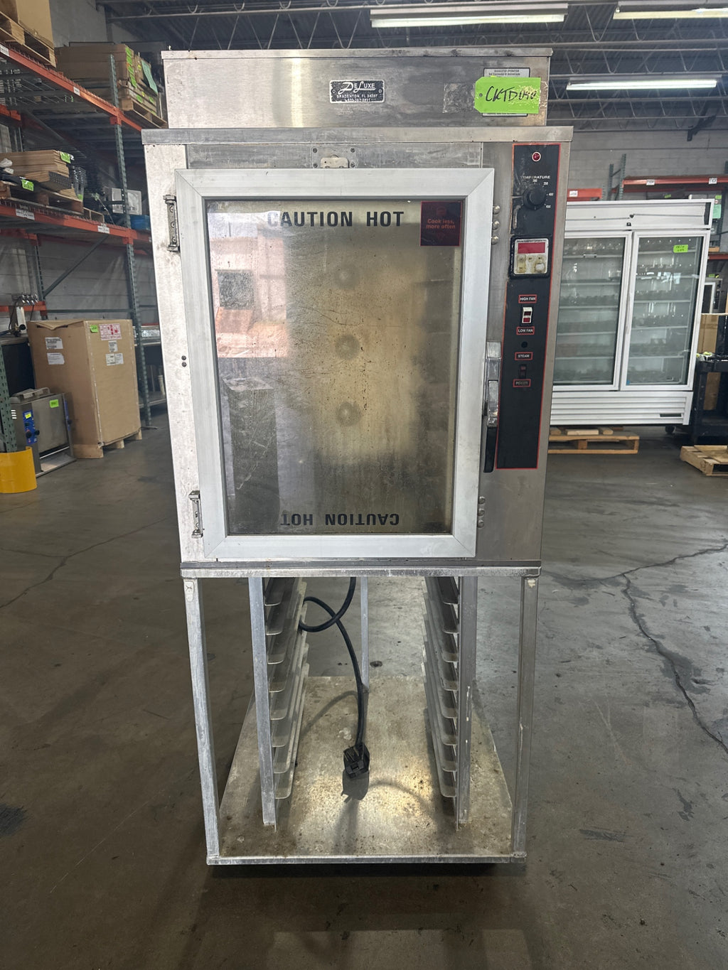 DeLUXE HSM-6 Holding Cabinet, Upright Heated Single Glass Door On Wheeled Stand
