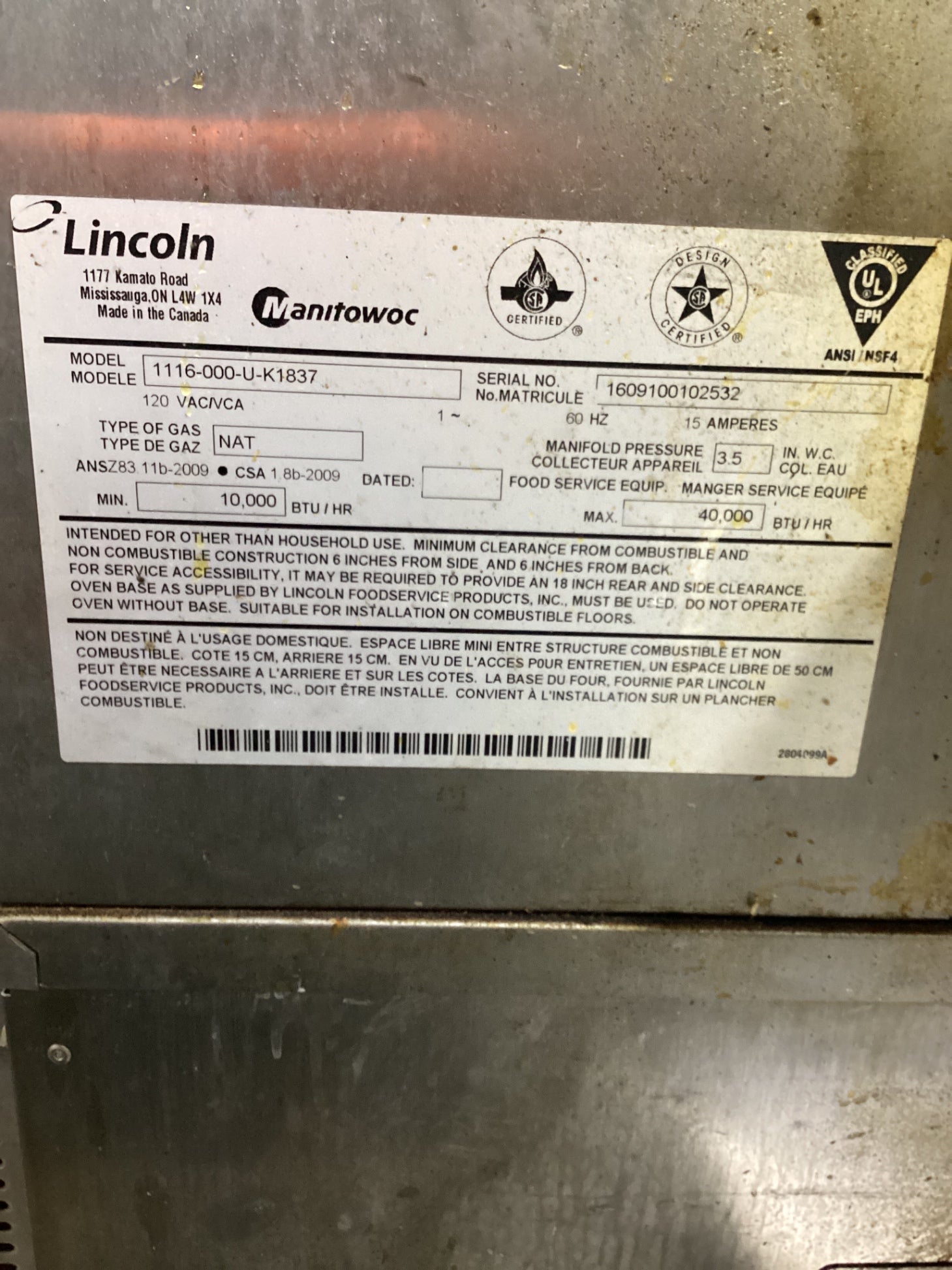 Lincoln 1116-000-U-K1837 Double Conveyor Oven On Stand