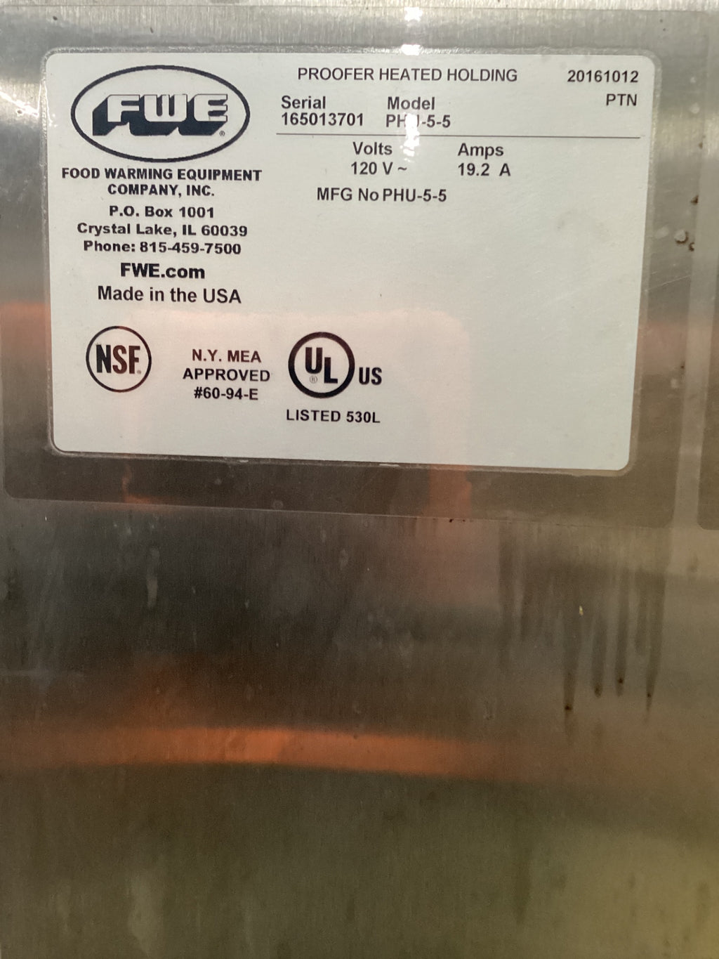 FWE PHU-5-5 Proofer Heated Holding
