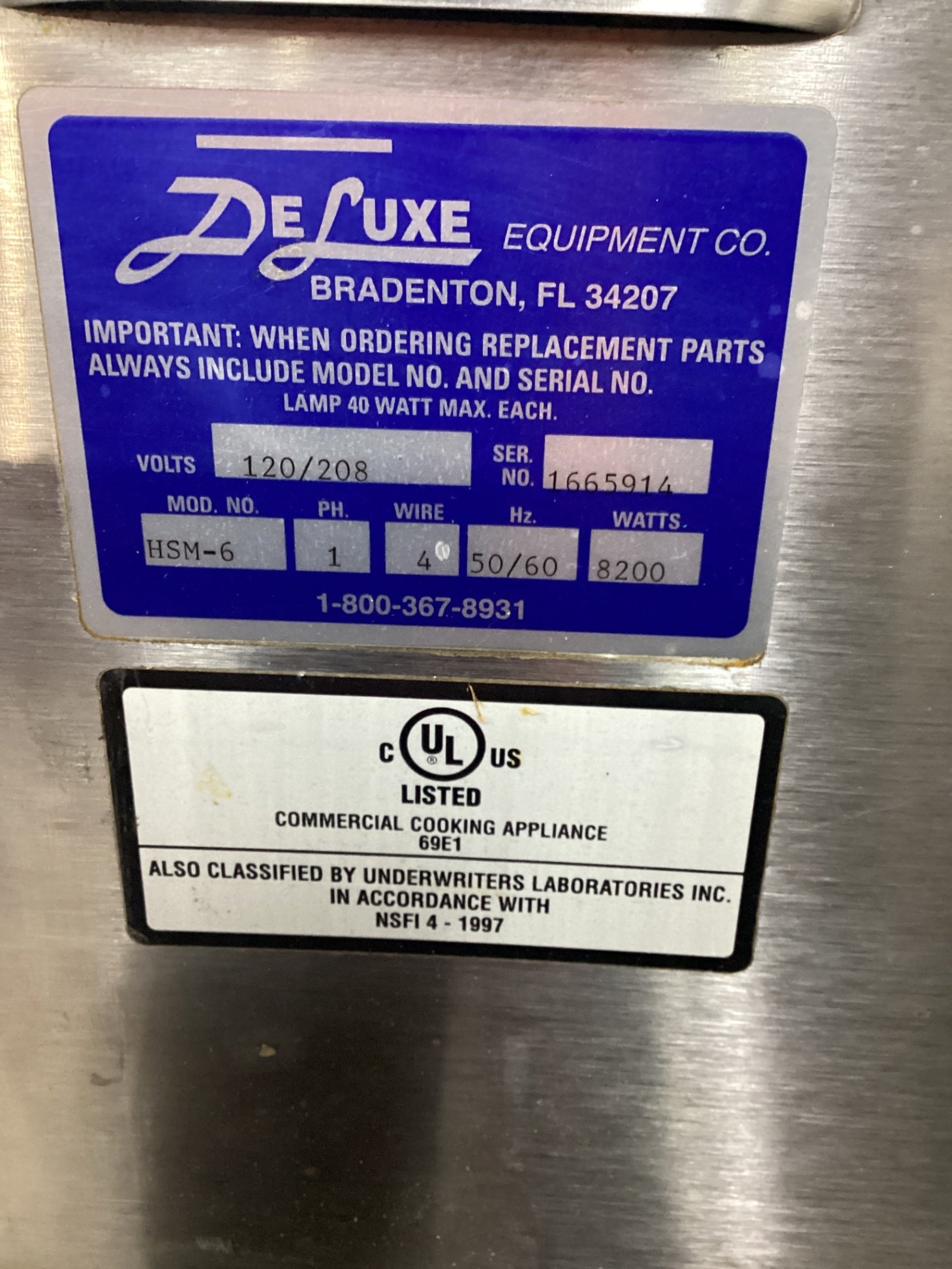 DeLUXE EQUIPMENT HSM-6 Double Deck Holding Cabinet
