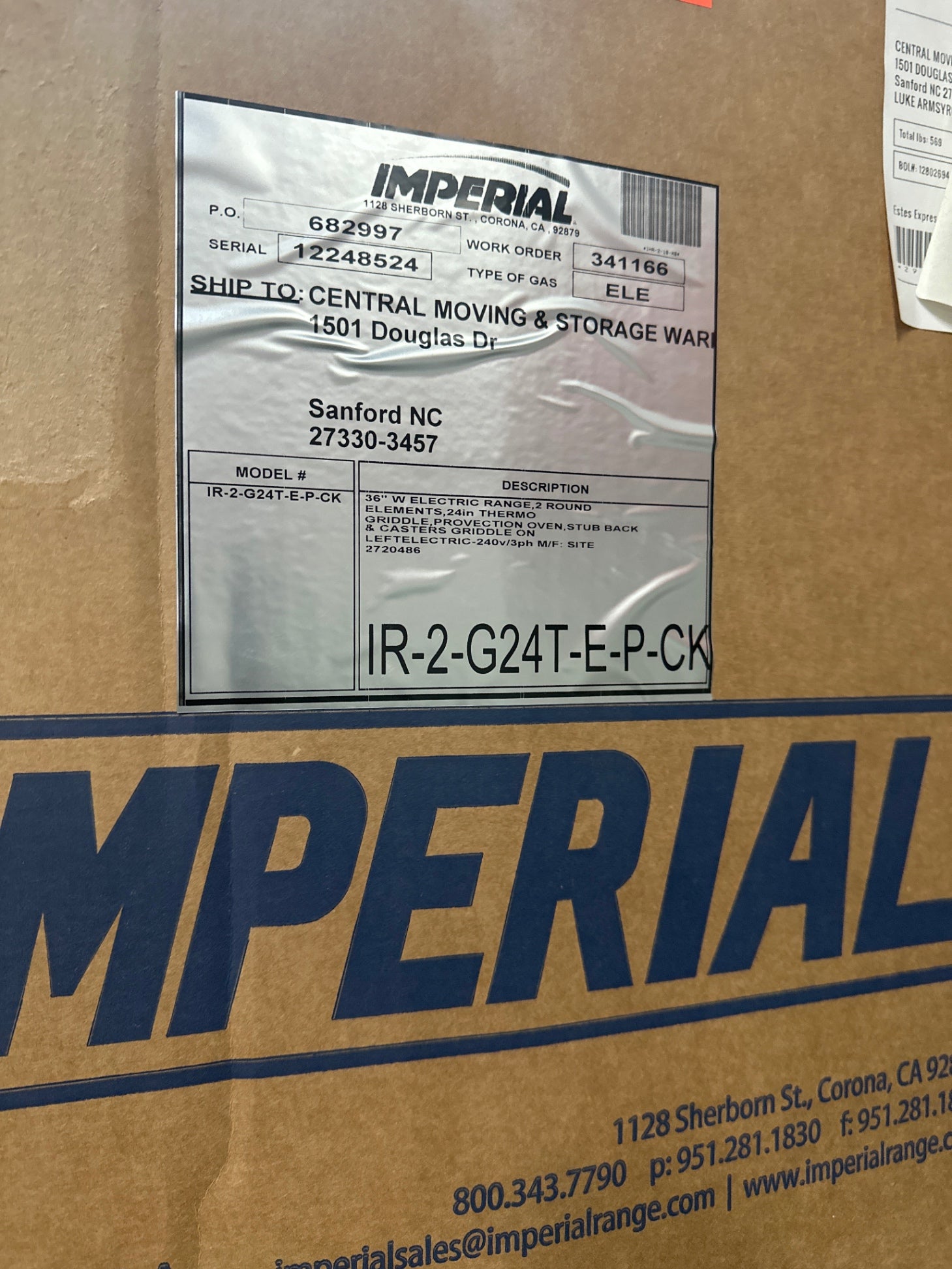 Imperial IR-2-G24T-E-P-CK 36” Electric Range W/ 2 24” Round Elements And 24” Griddle