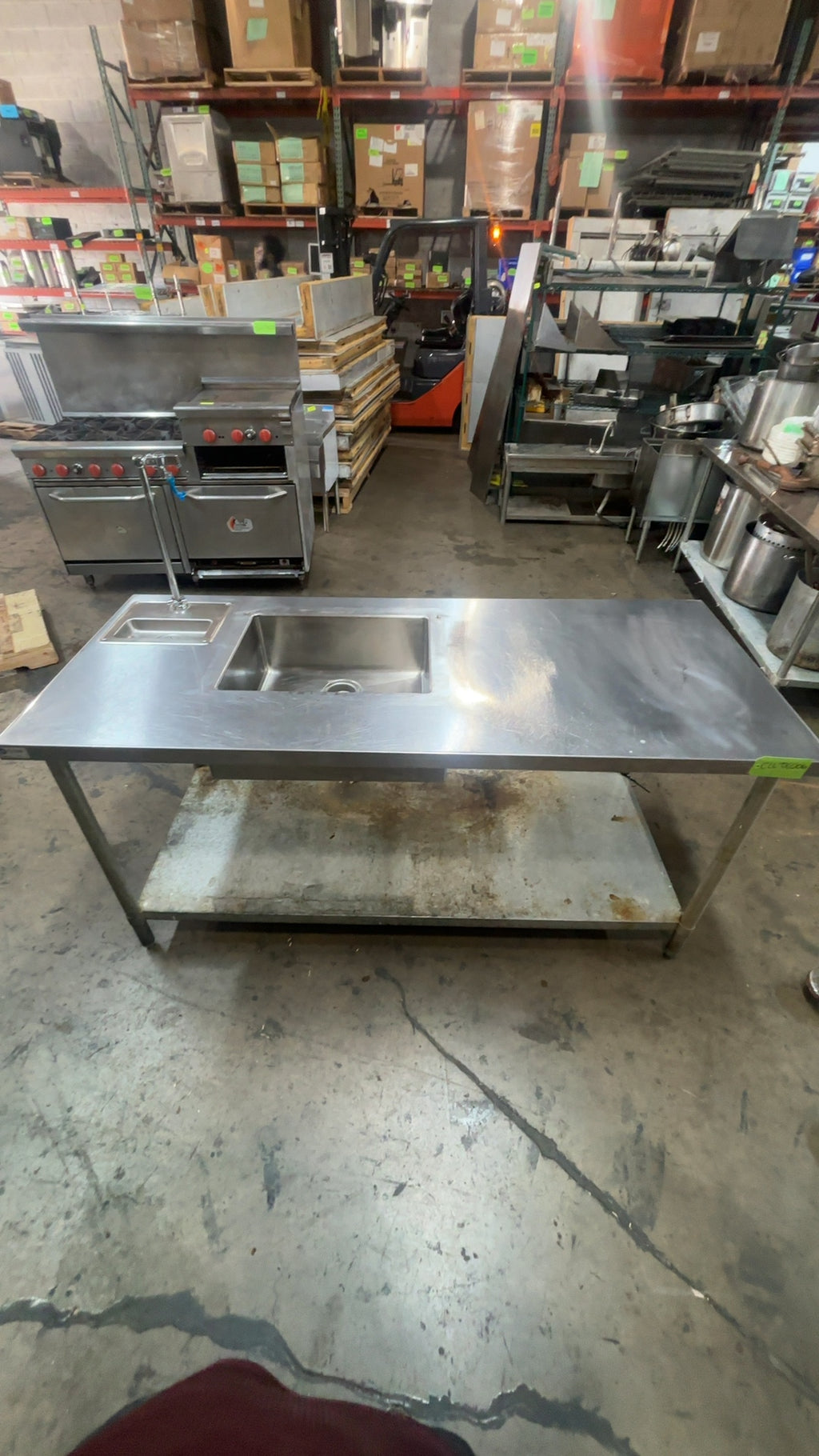 Klinger's Trading SG3072 Stainless Steel Work Table W/ Dual Sinks