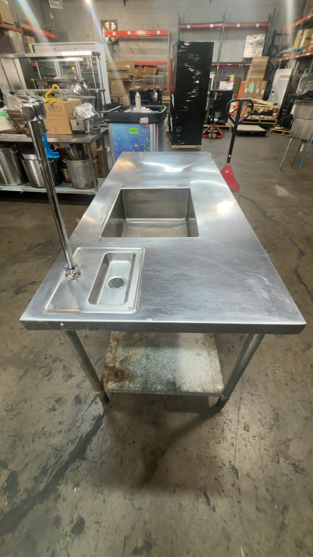 Klinger's Trading SG3072 Stainless Steel Work Table W/ Dual Sinks