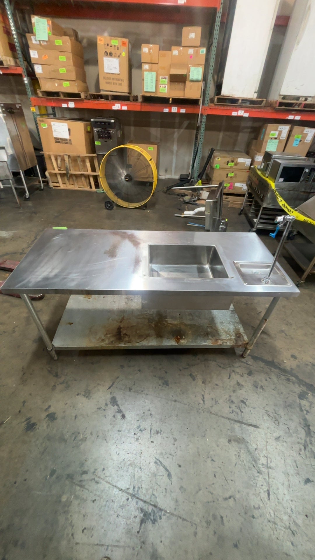 Klinger's Trading SG3072 Stainless Steel Work Table W/ Dual Sinks