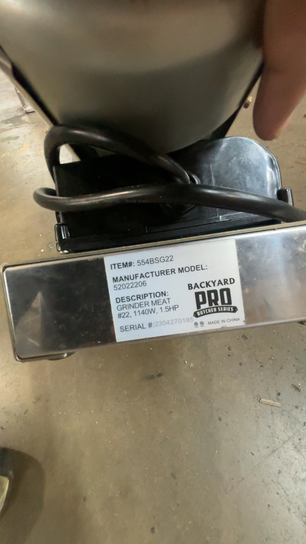 Backyard Pro Butcher Series 52022206 Meat Grinder