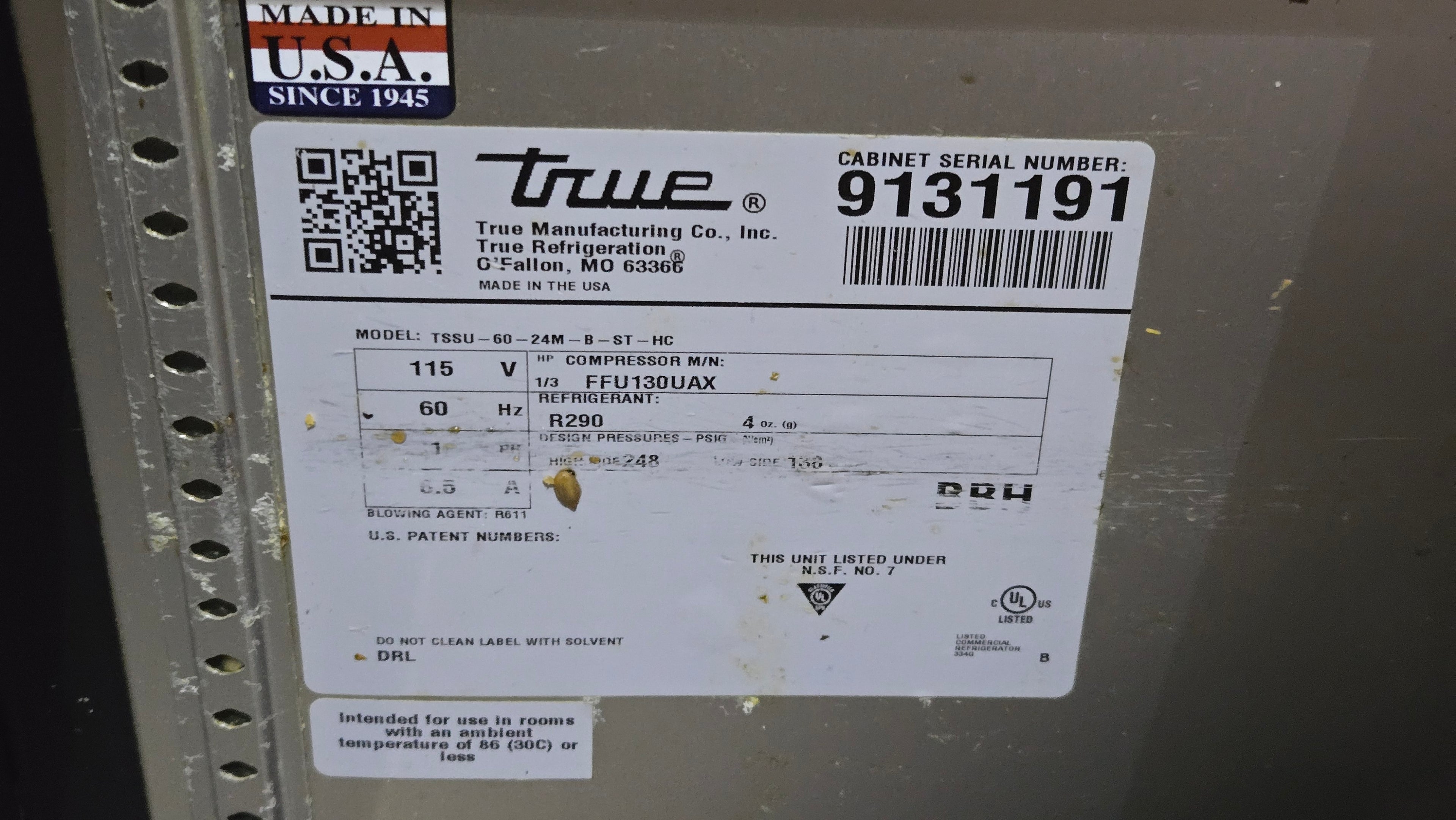 True TSSU-60-24M-B-ST-HC Refrigerator, Undercounter Prep Table 2 Doors 2 Drawers Stainless Steel