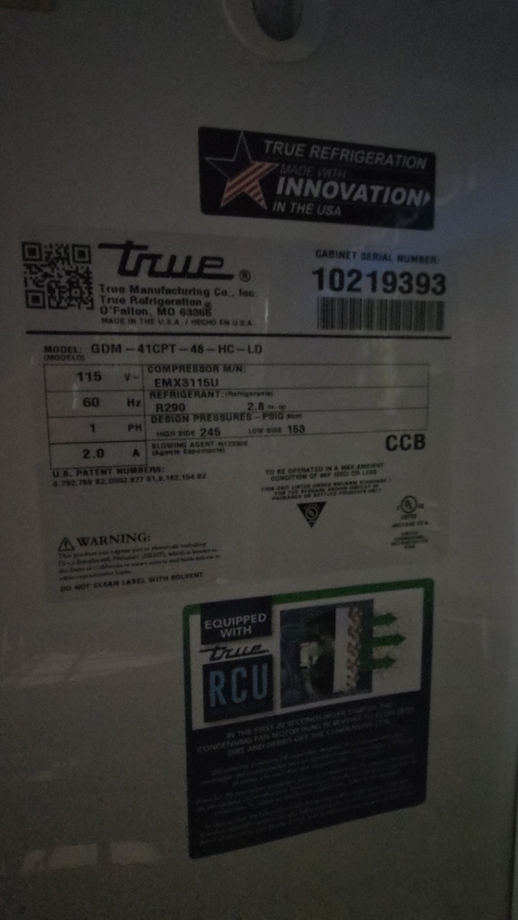 True GDM-41CPT-48-HC-LD Refrigerator, Glass Door Merchandiser 2 Swing Doors Pepsi Branded RCU Reversing Condenser Fan Motor