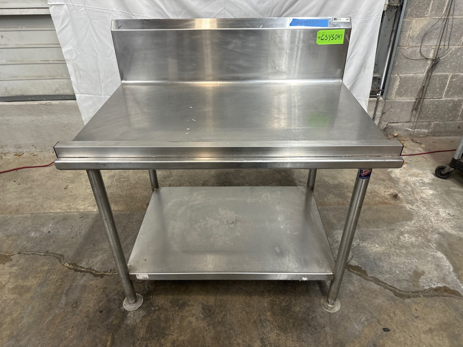 Stainless Steel Prep Table W/ Backsplash - 42”x30”