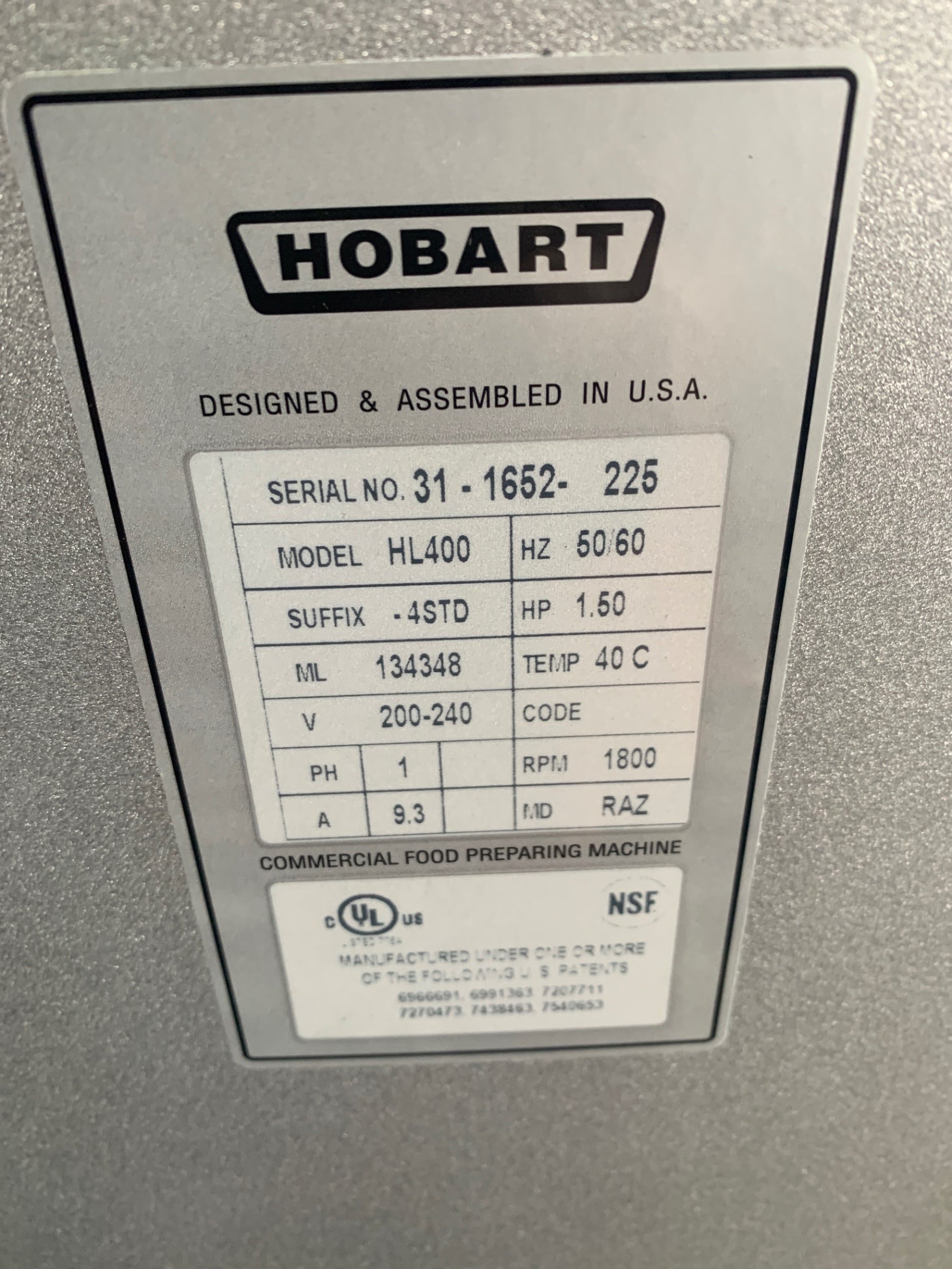 Hobart HL400-4STD 40Qt Commercial Mixer
