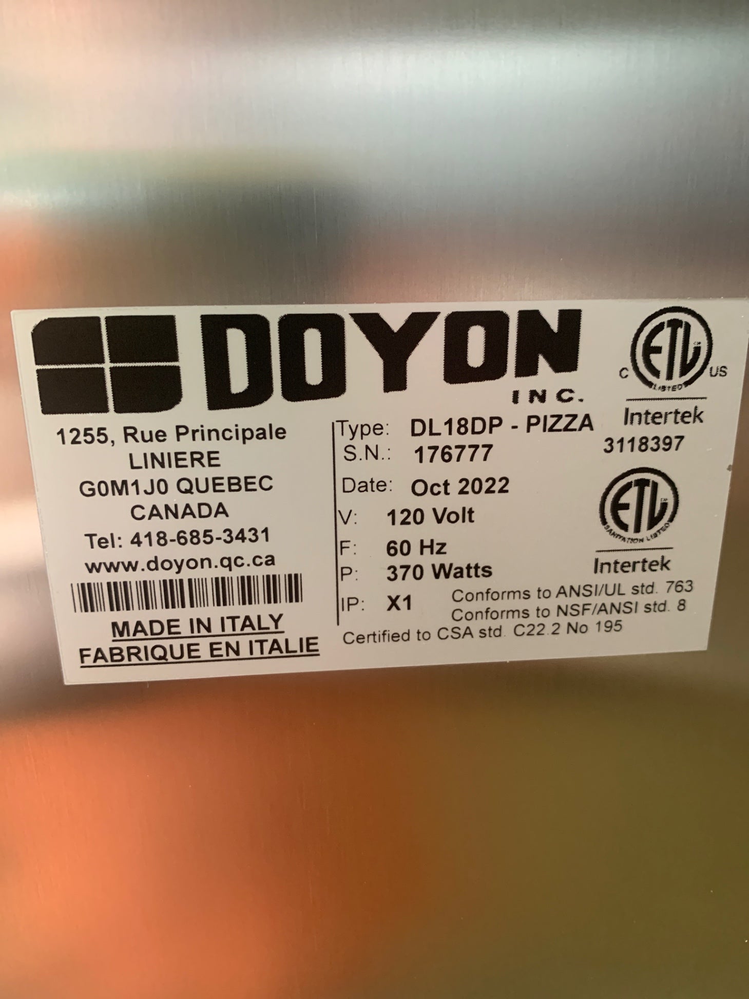 Doyon DL18DP 18” Double Dough Sheeter