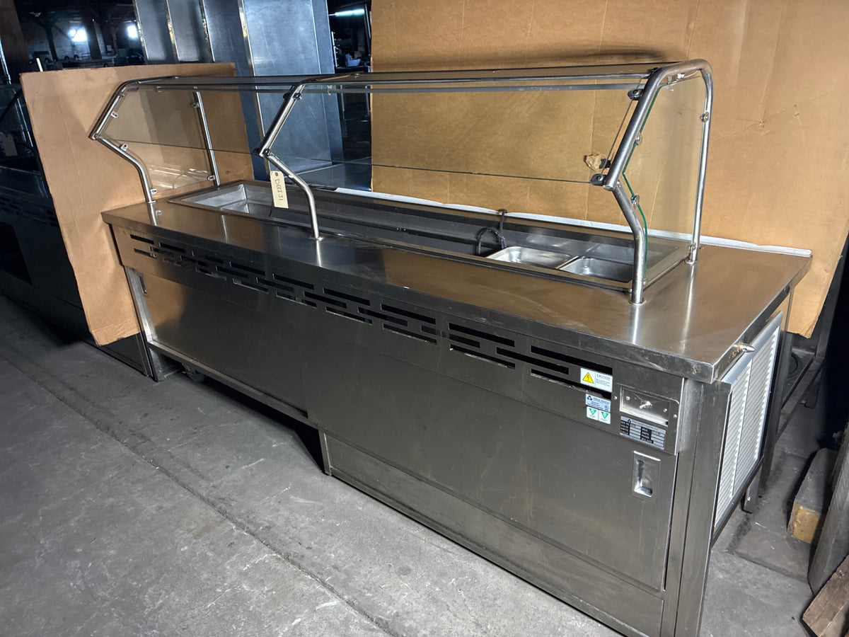 Atlas Metal Industries RML-4 Refrigerated Buffet Table W/ Sneeze Guard, 5 1/1 Food Pan Capacity, Stainless, Mobile