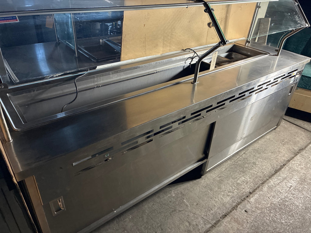 Atlas Metal Industries RML-4 Refrigerated Buffet Table W/ Sneeze Guard, 5 1/1 Food Pan Capacity, Stainless, Mobile