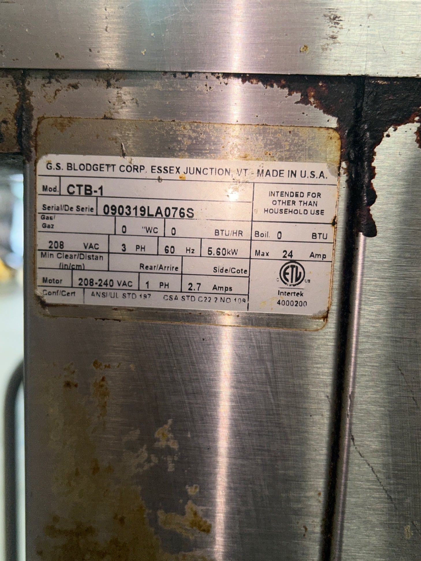 Blodgett CTB-1 Convection Oven