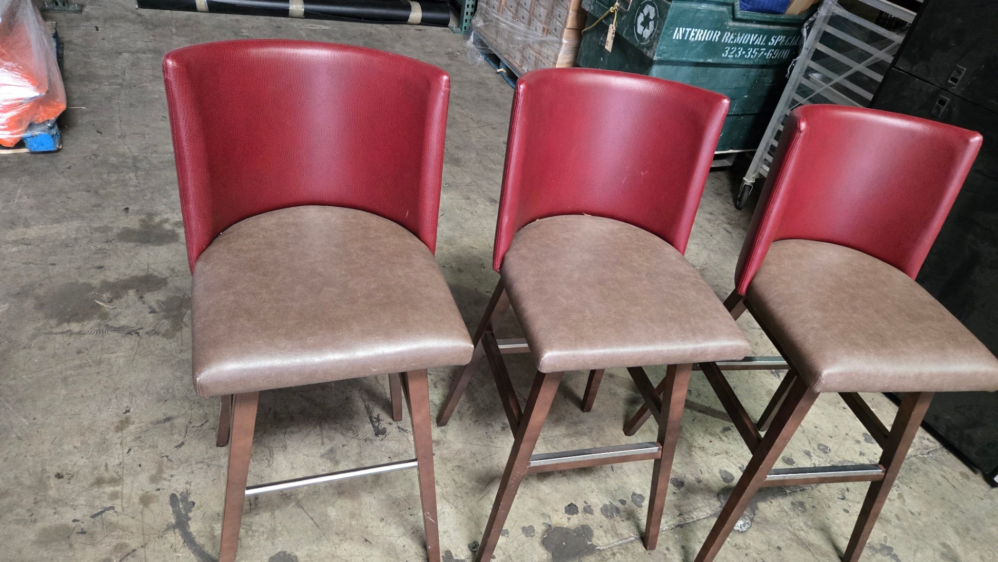Swivel Leather Counter Stool - Lot Of 3