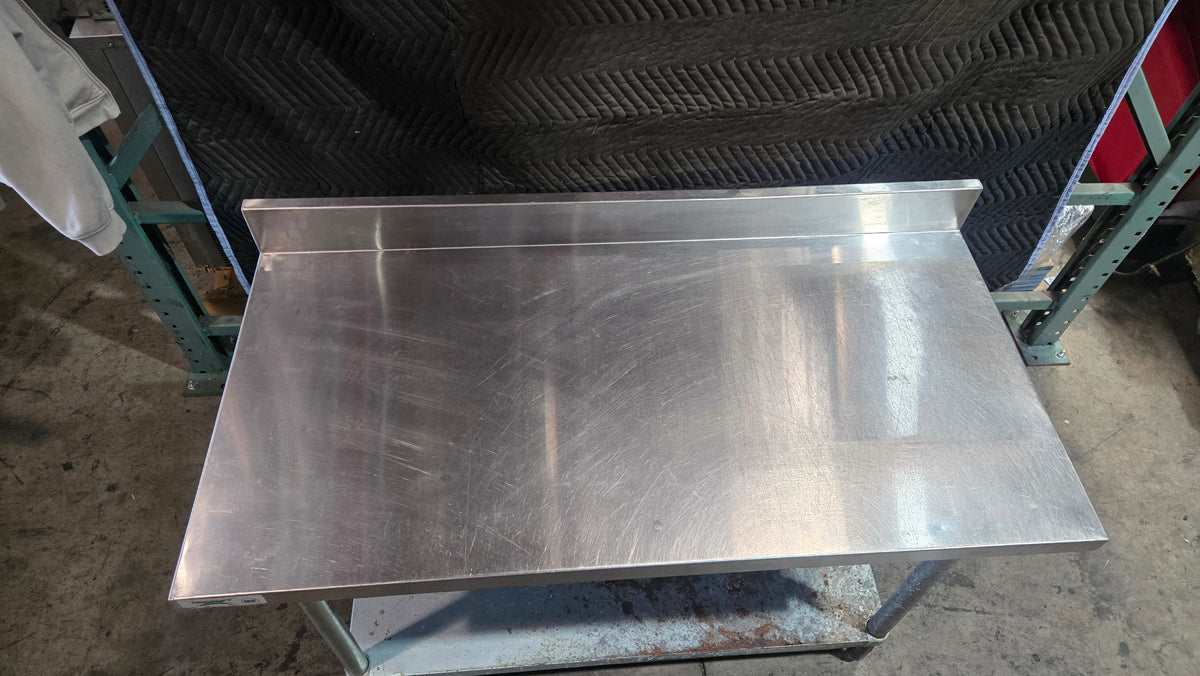 SSWT-4824-BS Work Table, Stainless Steel, With Backsplash With Undershelf
