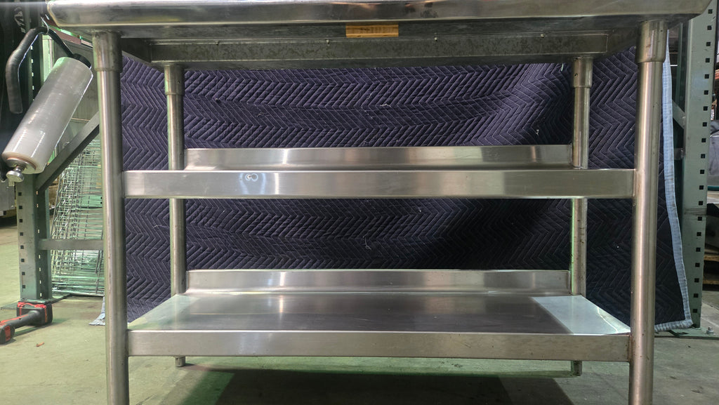 Commercial Work Table Series Work Table, Stainless Steel, with Backsplash 2 Undershelves