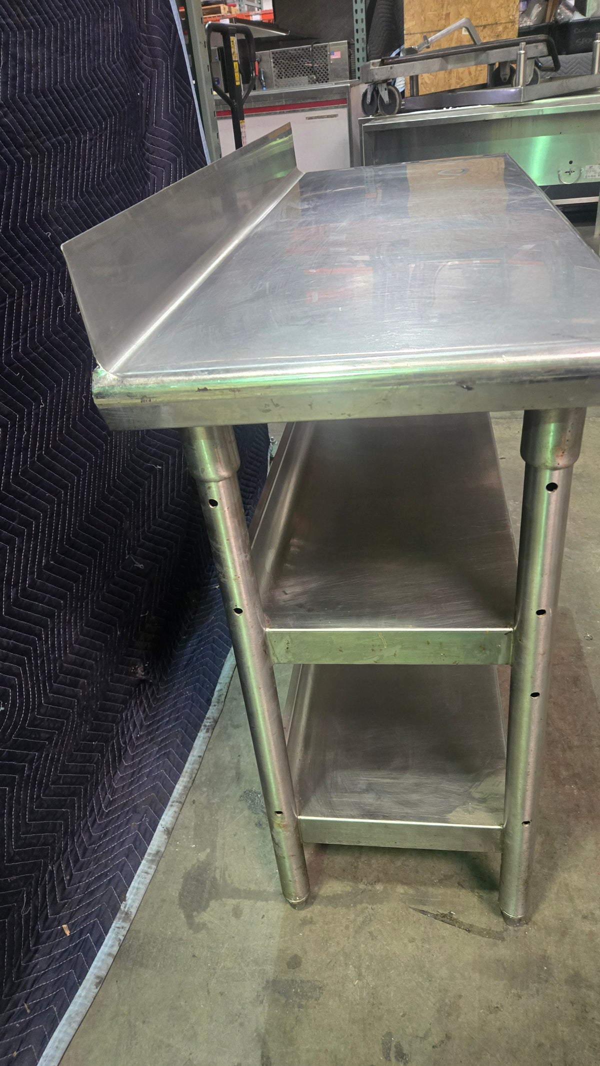 Commercial Work Table Series Work Table, Stainless Steel, with Backsplash 2 Undershelves
