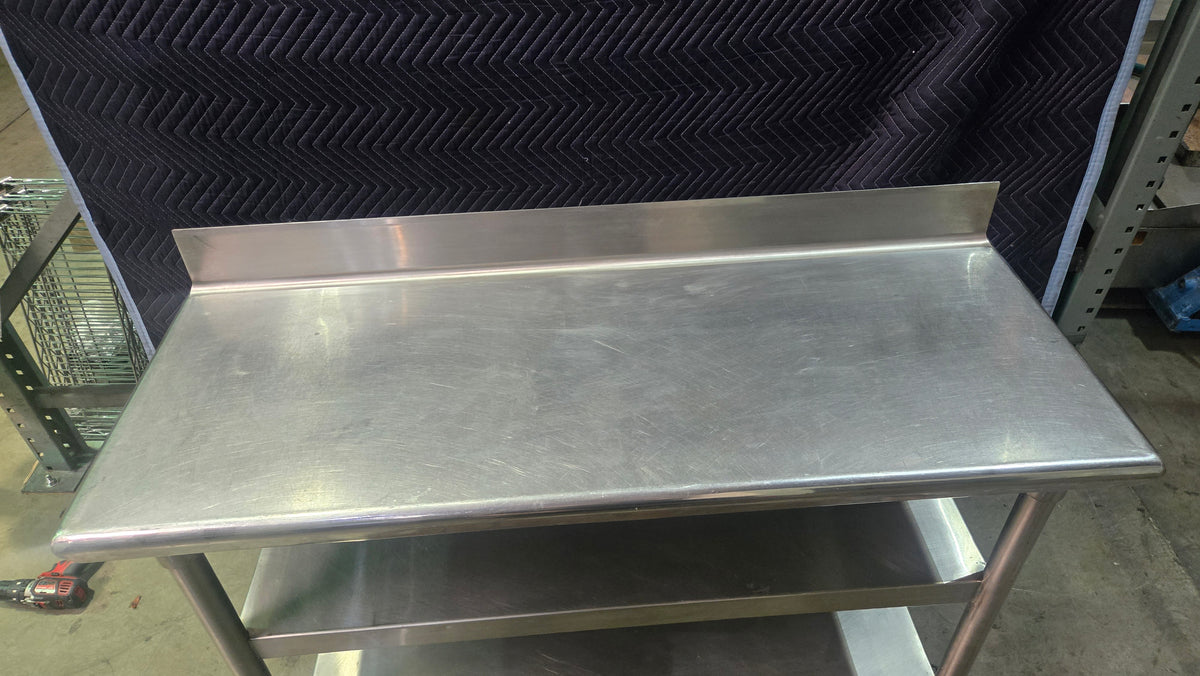 Commercial Work Table Series Work Table, Stainless Steel, with Backsplash 2 Undershelves