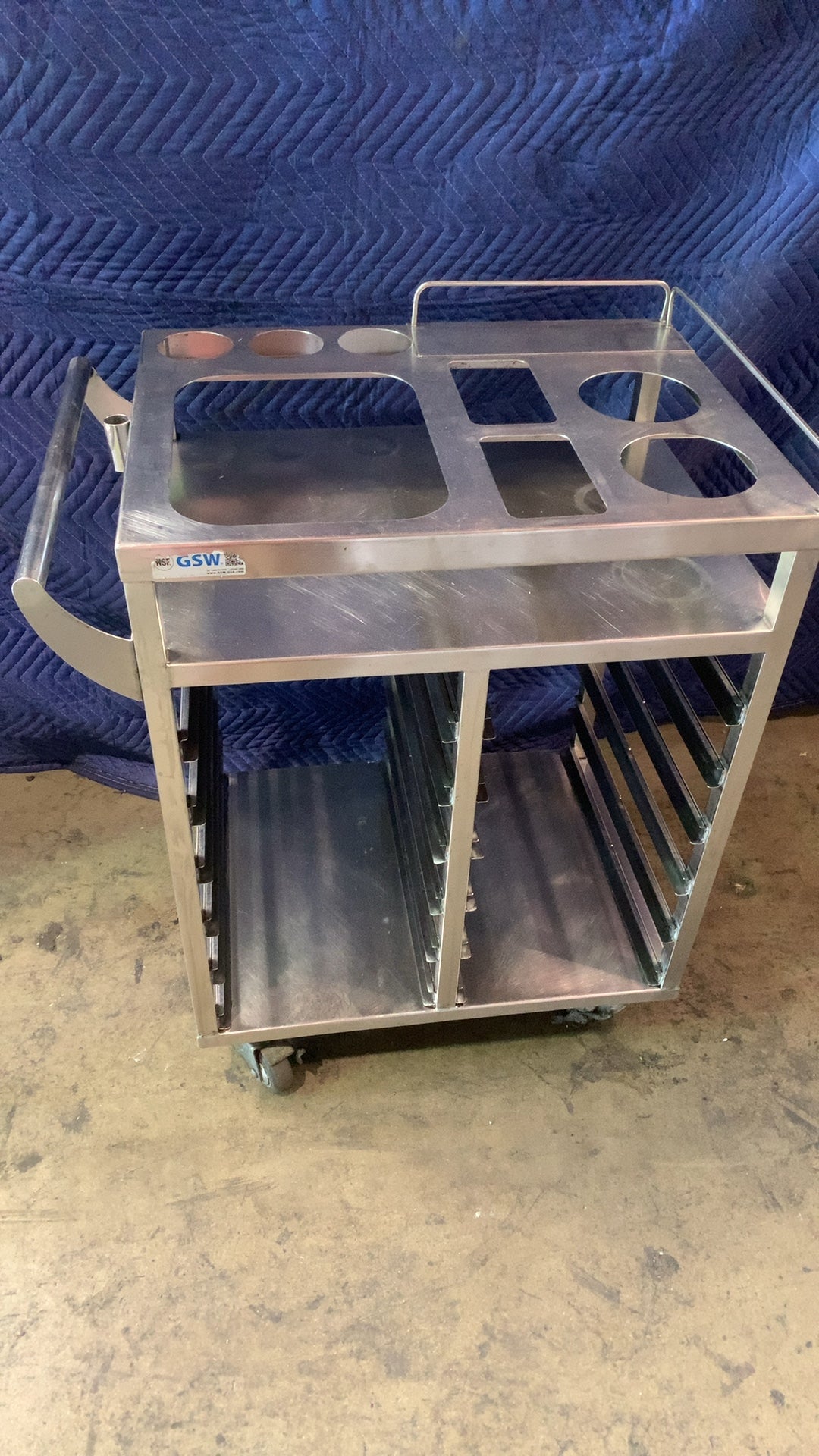 GSW Combination Foodservice Cart Serving Cart, Multi-Purpose Stainless Steel Top Pan Slots Lower Sheet Pan Racks On Casters