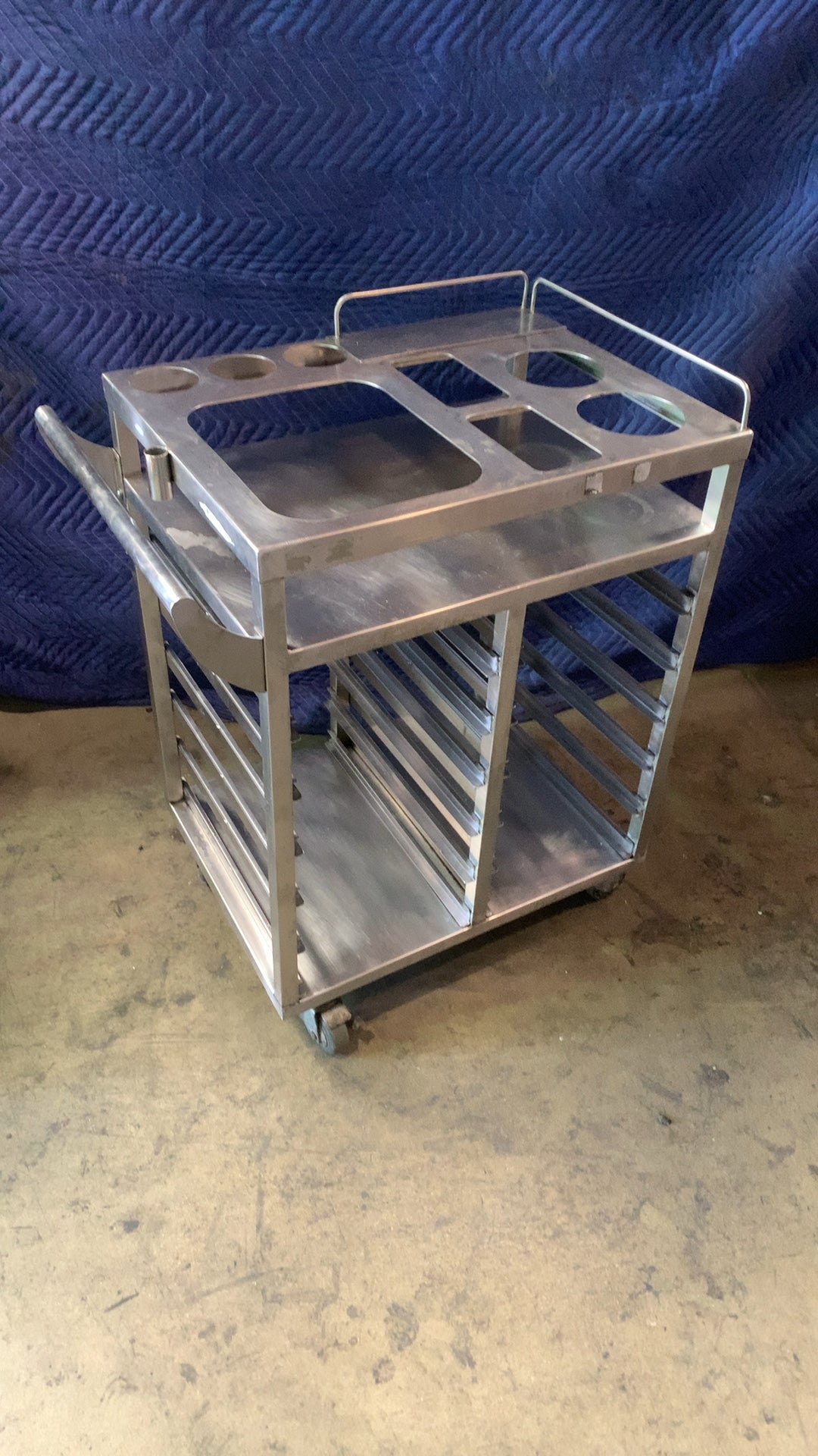 GSW Combination Foodservice Cart Serving Cart, Multi-Purpose Stainless Steel Top Pan Slots Lower Sheet Pan Racks On Casters