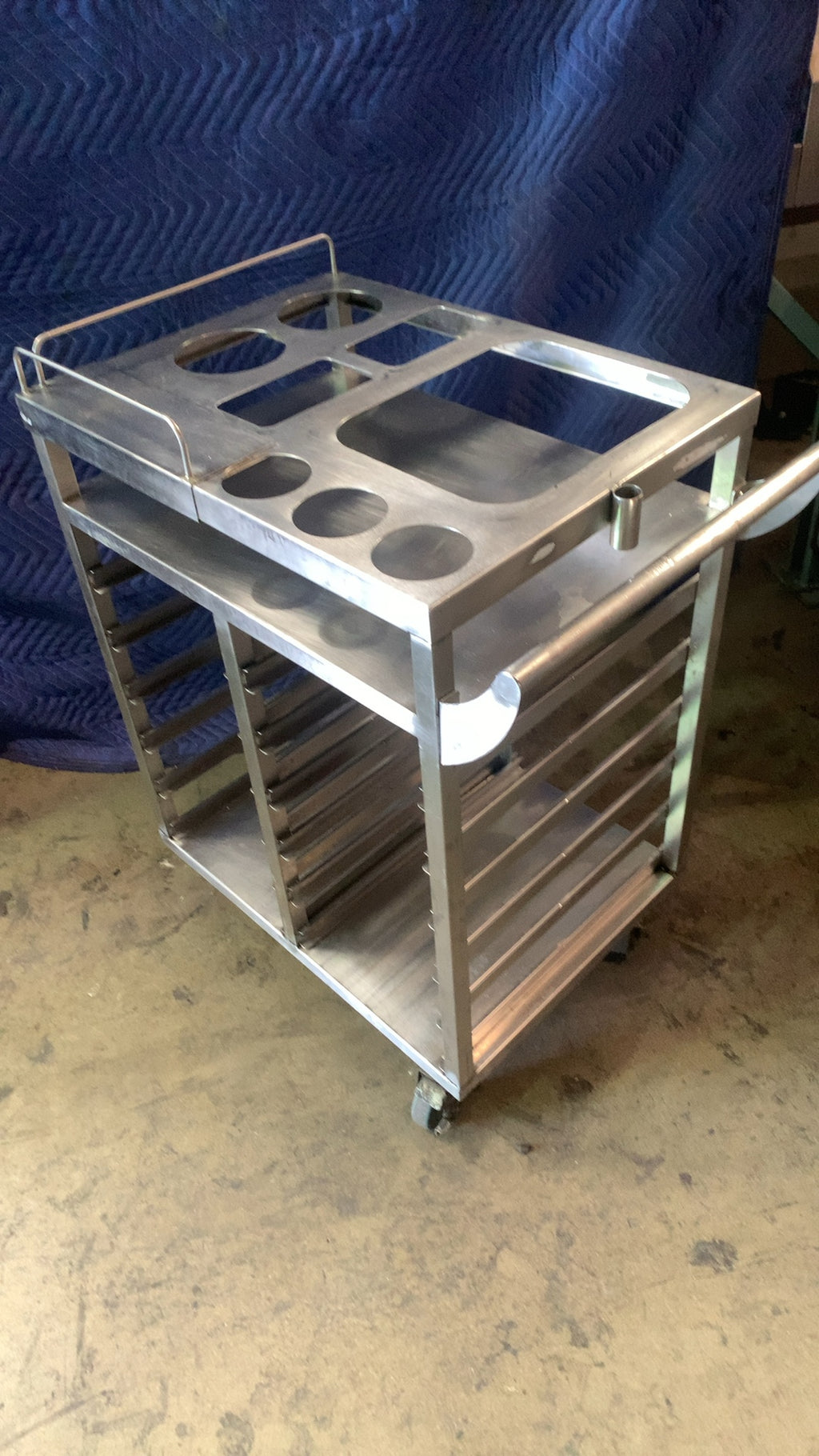 GSW Combination Foodservice Cart Serving Cart, Multi-Purpose Stainless Steel Top Pan Slots Lower Sheet Pan Racks On Casters