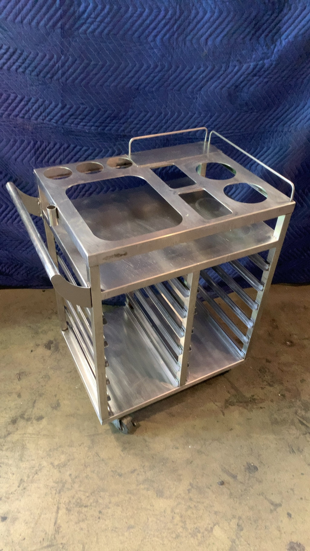 GSW Combination Foodservice Cart Serving Cart, Multi-Purpose Stainless Steel Top Pan Slots Lower Sheet Pan Racks On Casters