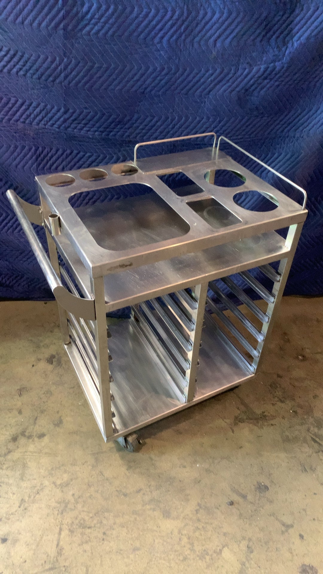 GSW Combination Foodservice Cart Serving Cart, Multi-Purpose Stainless Steel Top Pan Slots Lower Sheet Pan Racks On Casters