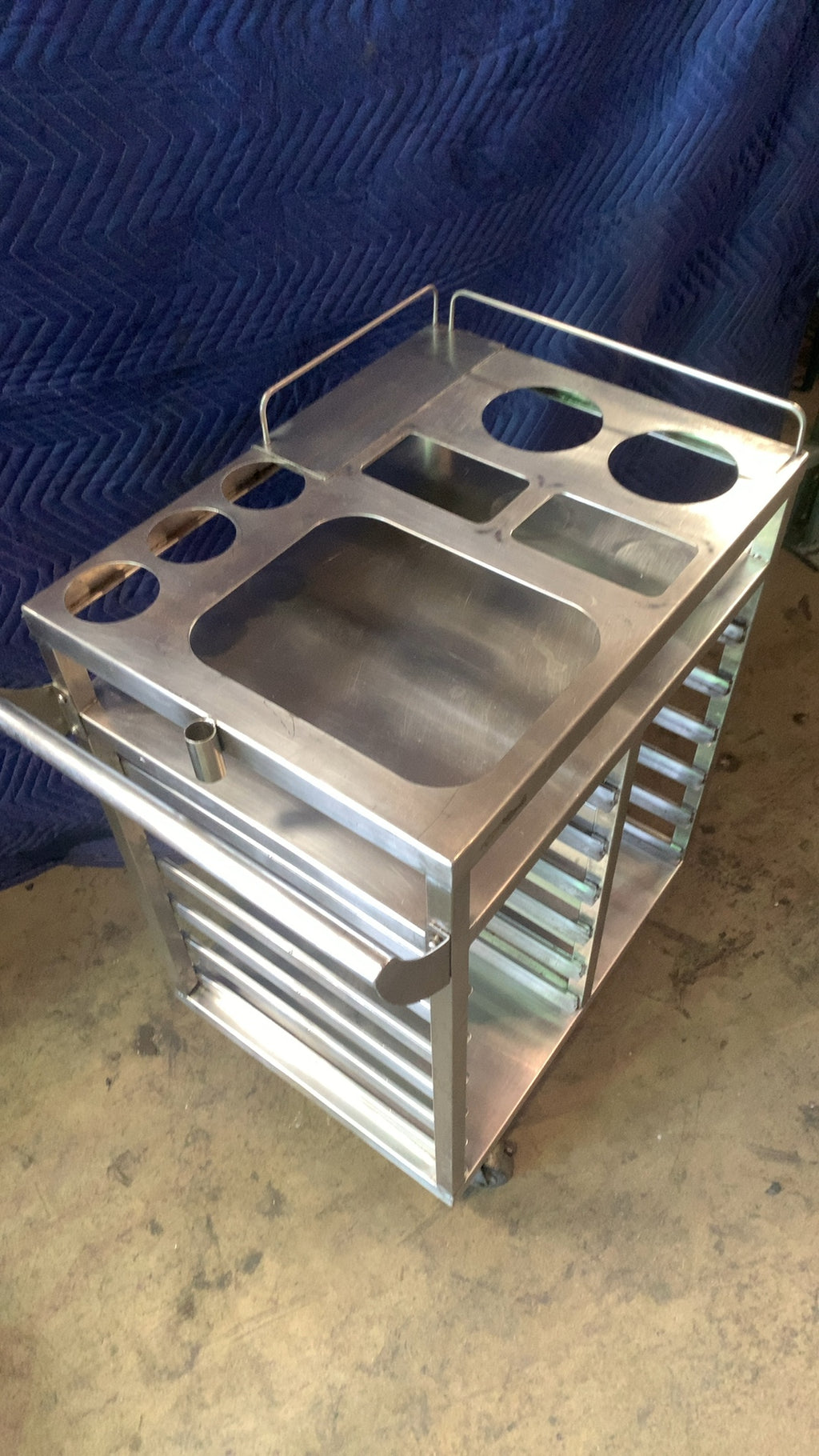 GSW Combination Foodservice Cart Serving Cart, Multi-Purpose Stainless Steel Top Pan Slots Lower Sheet Pan Racks On Casters