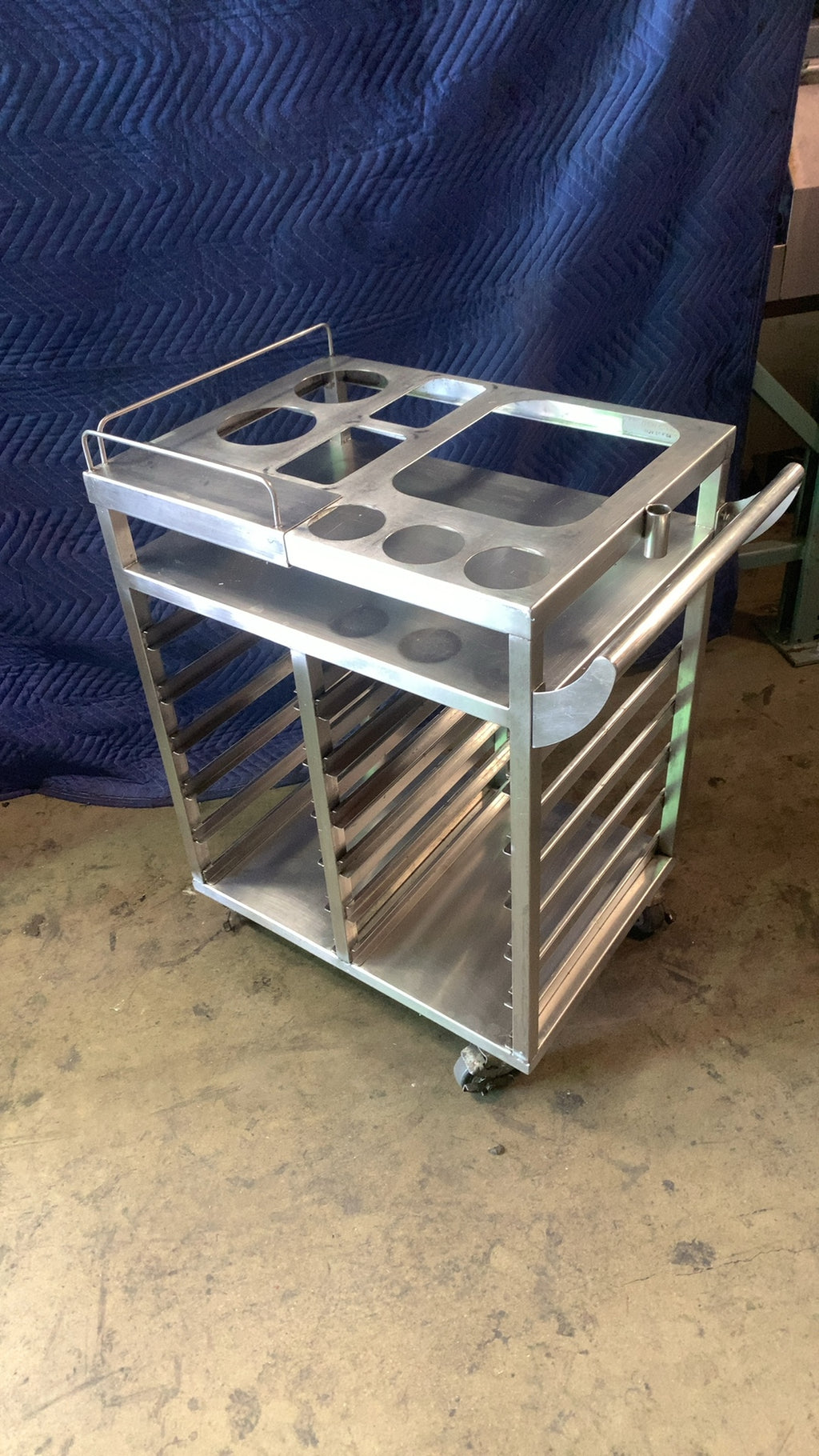 GSW Combination Foodservice Cart Serving Cart, Multi-Purpose Stainless Steel Top Pan Slots Lower Sheet Pan Racks On Casters
