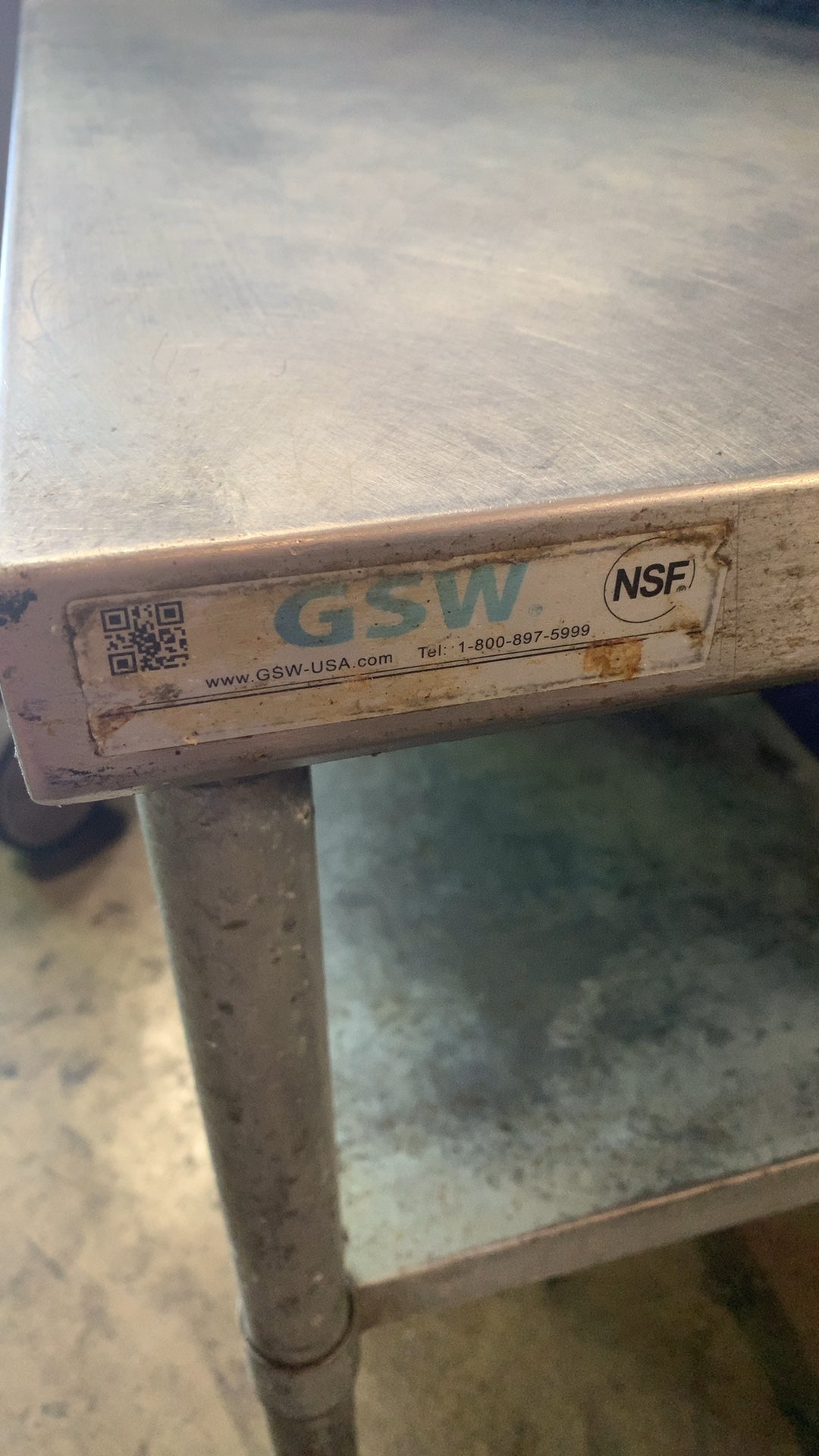 GSW T2436-2S Work Table, 2-Tier Stainless Steel NSF Certified