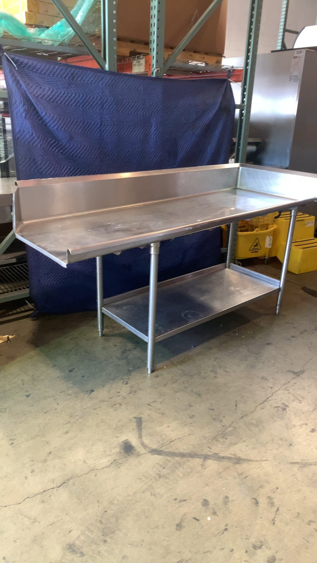 SSWT-7230-BRL Dishwashing Work Table, Stainless Steel, With Backsplash And Raised Lip Lower Shelf