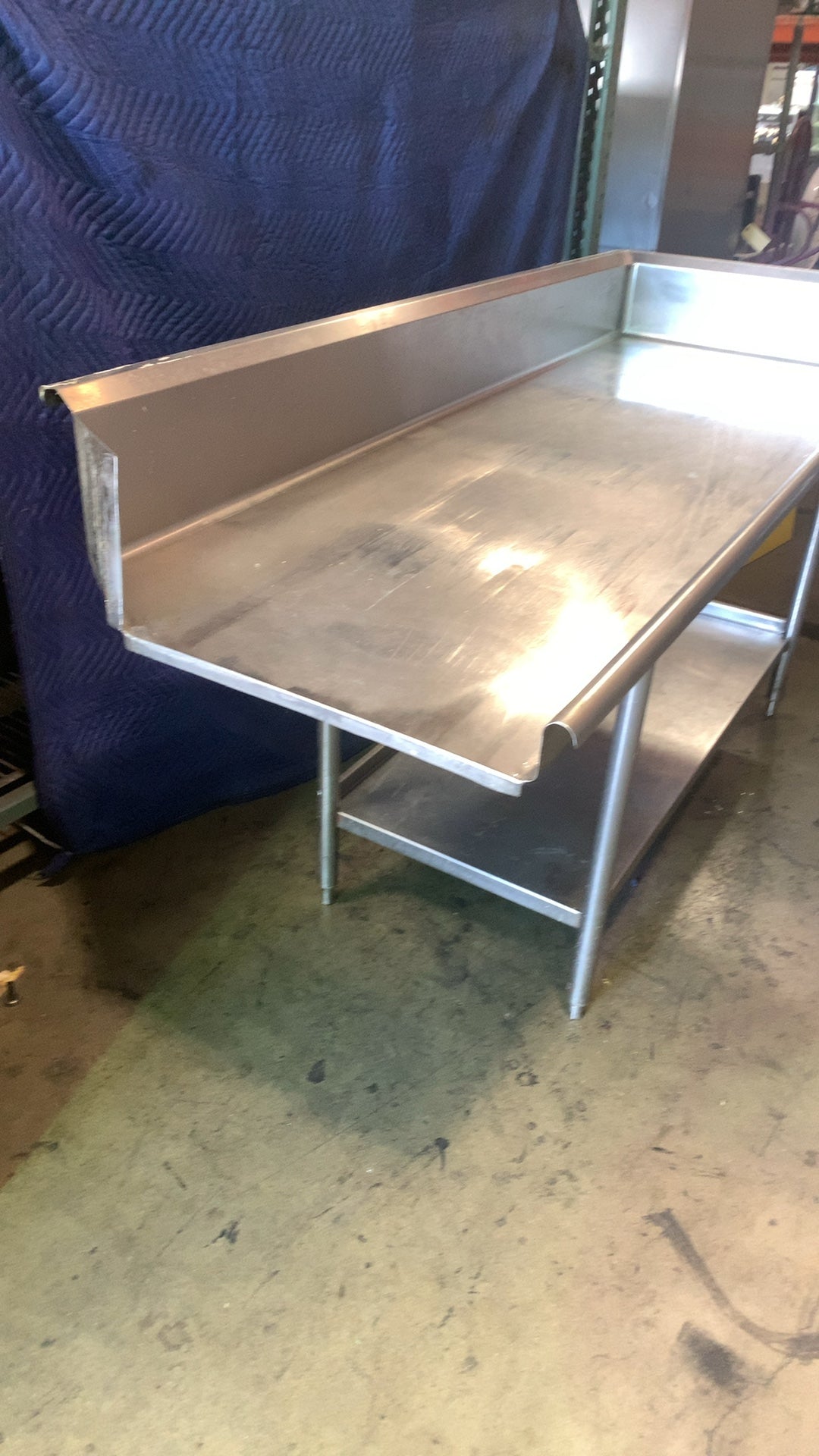 SSWT-7230-BRL Dishwashing Work Table, Stainless Steel, With Backsplash And Raised Lip Lower Shelf