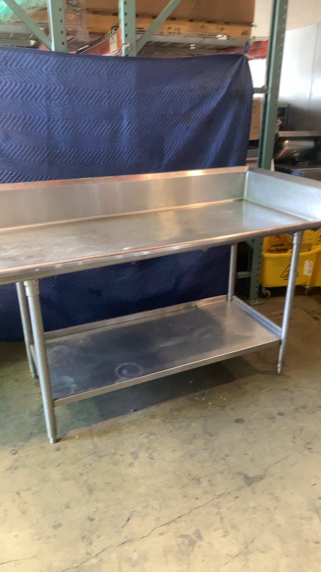 SSWT-7230-BRL Dishwashing Work Table, Stainless Steel, With Backsplash And Raised Lip Lower Shelf