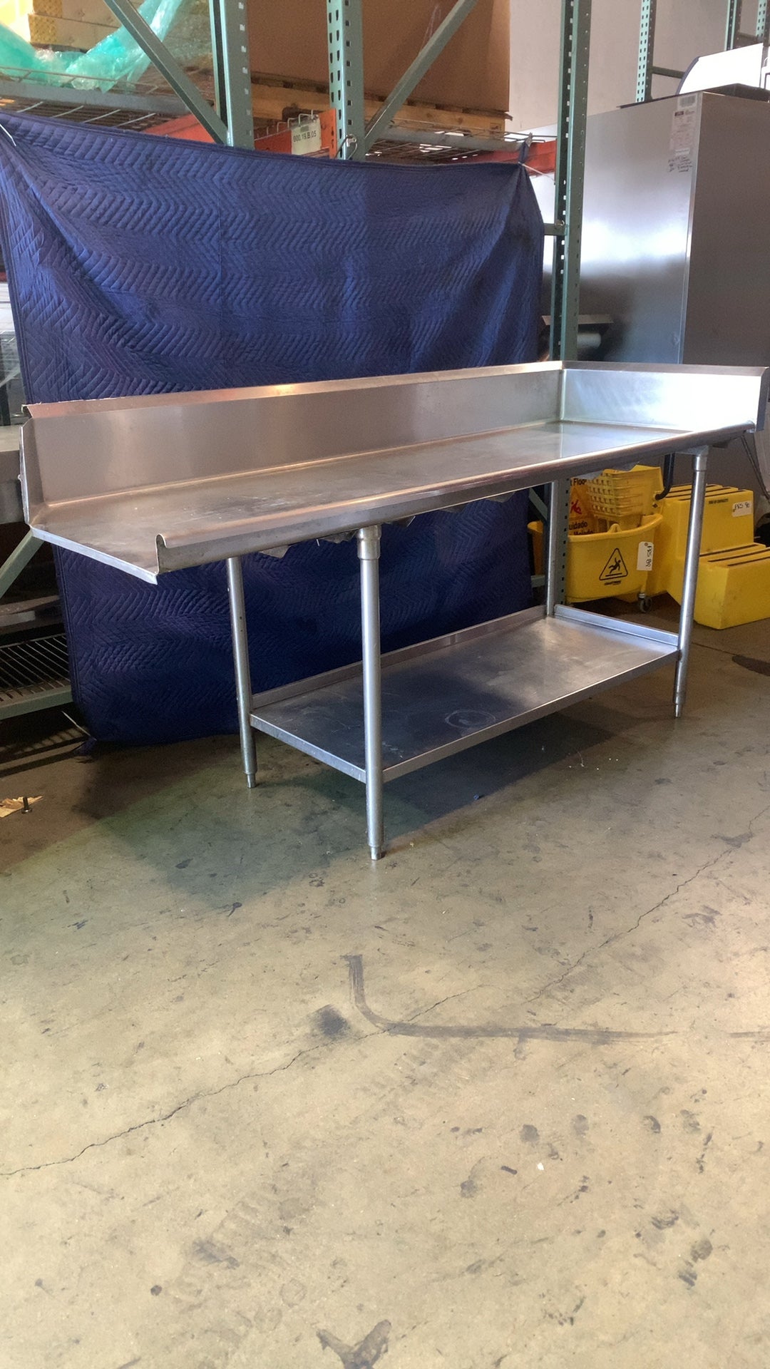 SSWT-7230-BRL Dishwashing Work Table, Stainless Steel, With Backsplash And Raised Lip Lower Shelf