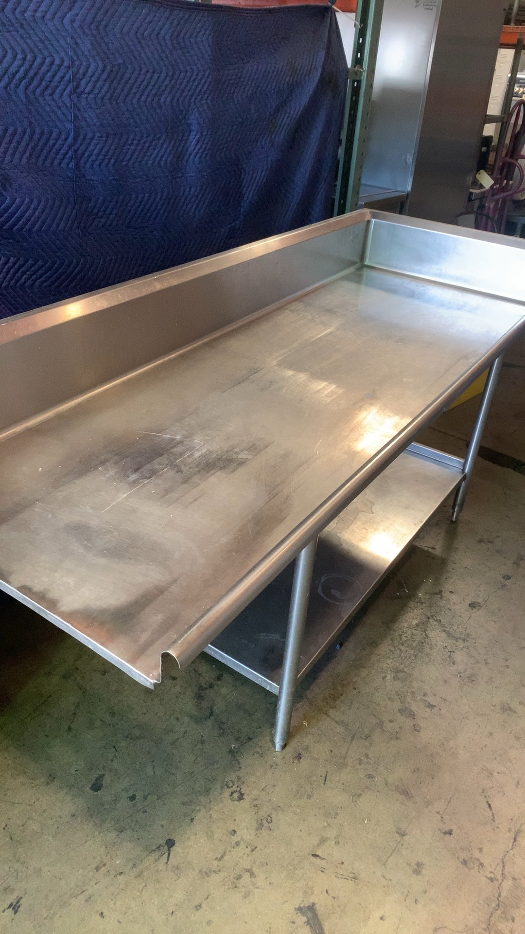 SSWT-7230-BRL Dishwashing Work Table, Stainless Steel, With Backsplash And Raised Lip Lower Shelf