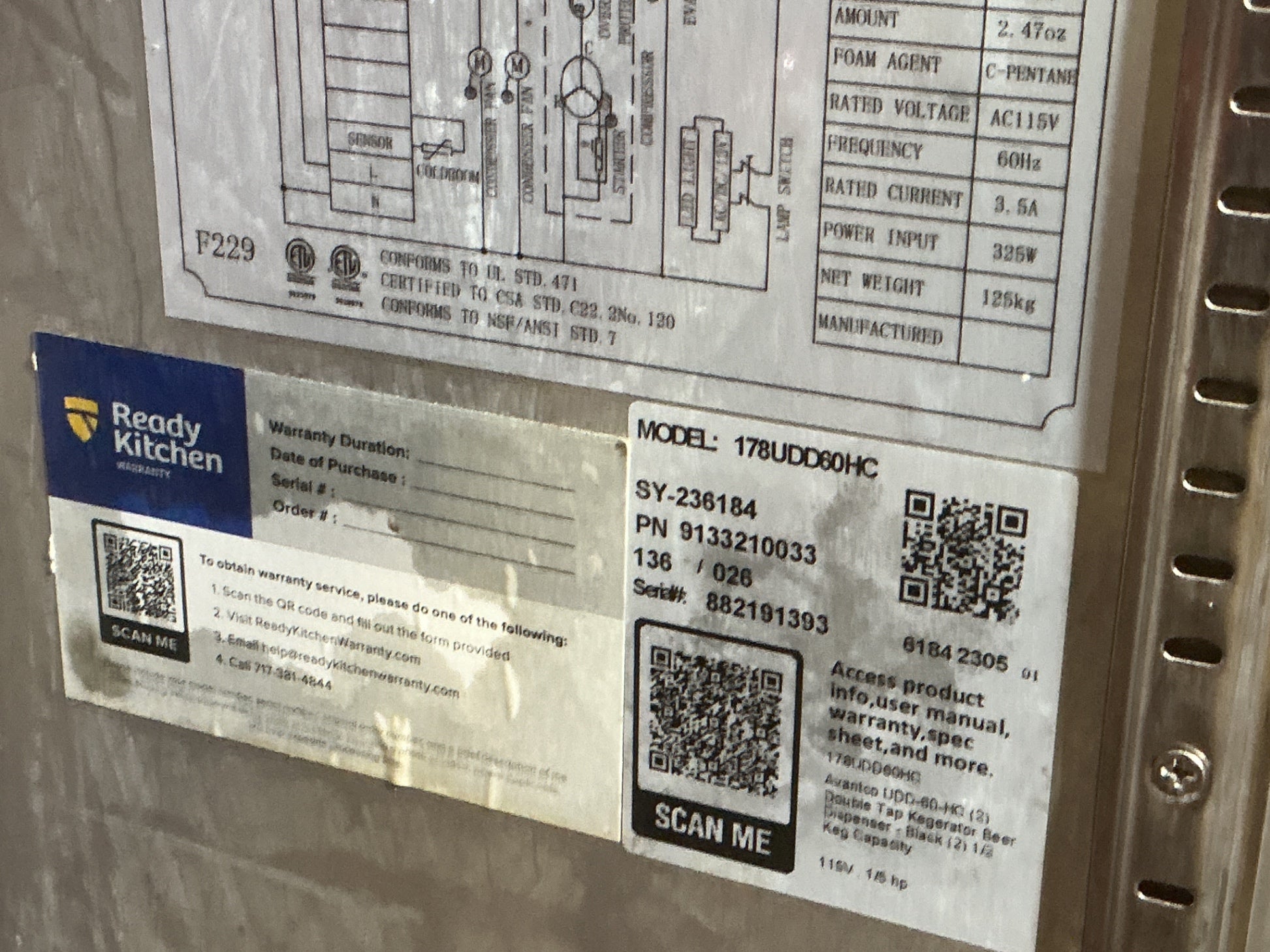 Avantco 178UDD60HC Beer Dispenser With Refrigerated Bottom